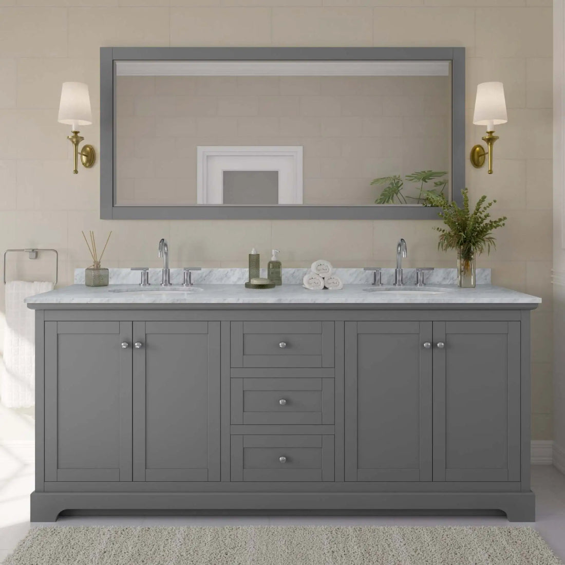 80" Avery Double Bathroom Vanity in Dark Gray with Polished Chrome Trim by Wyndham