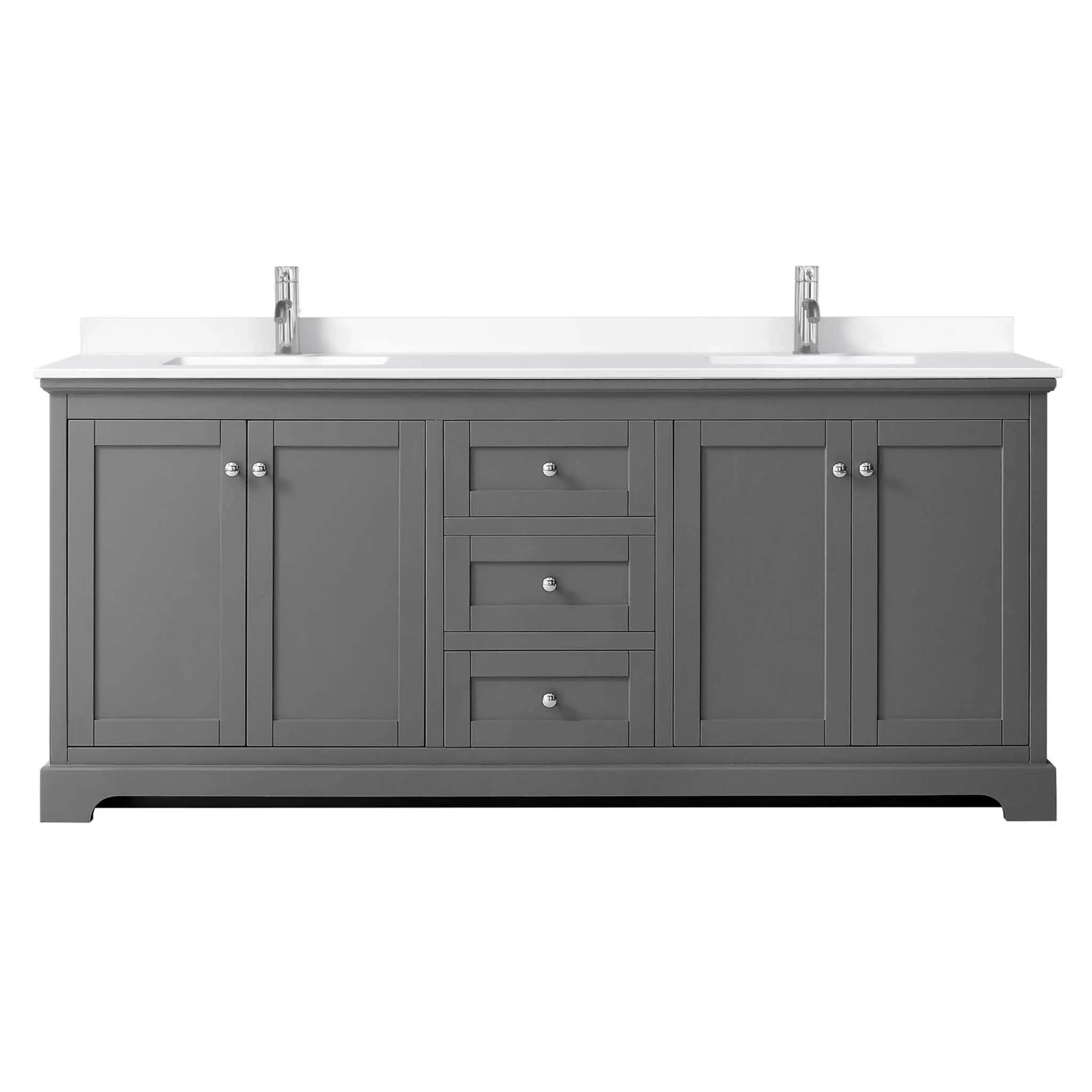 80" Avery Double Bathroom Vanity in Dark Gray with Polished Chrome Trim by Wyndham