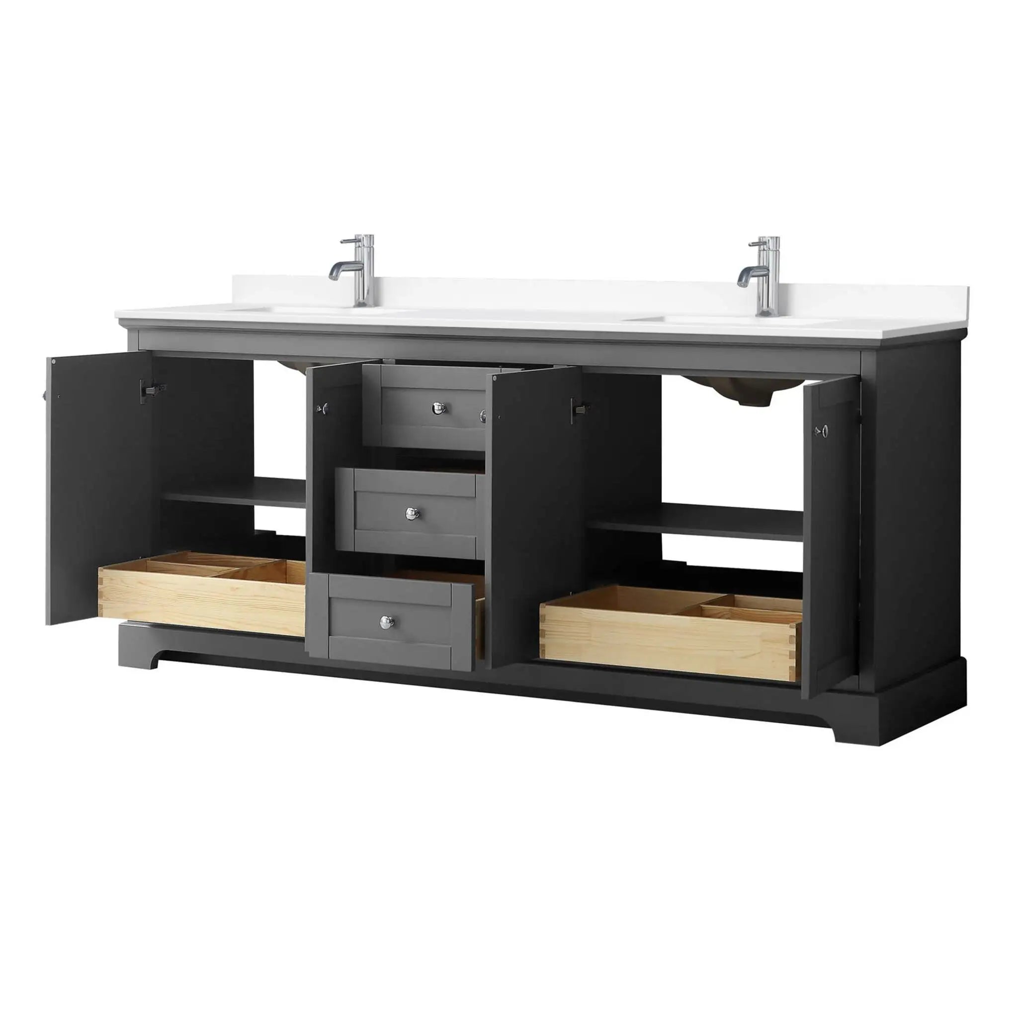 80" Avery Double Bathroom Vanity in Dark Gray with Polished Chrome Trim by Wyndham