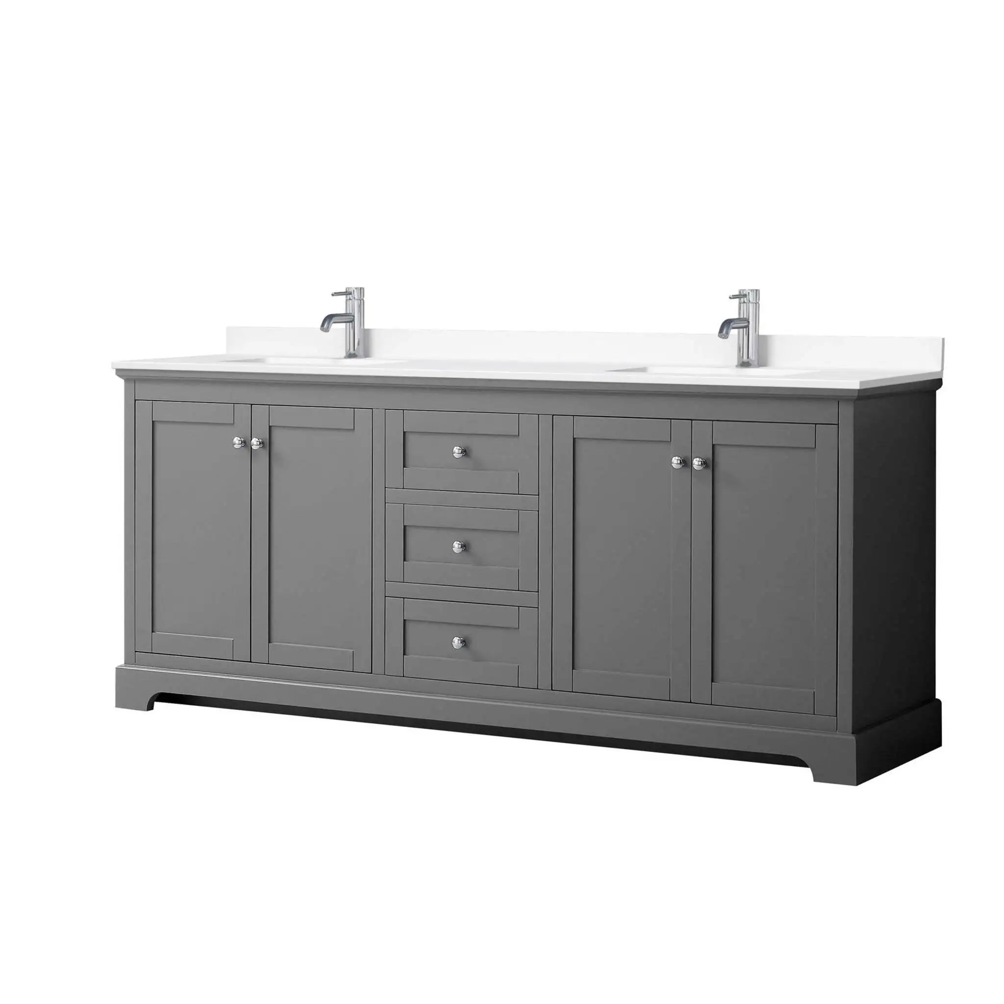 80" Avery Double Bathroom Vanity in Dark Gray with Polished Chrome Trim by Wyndham