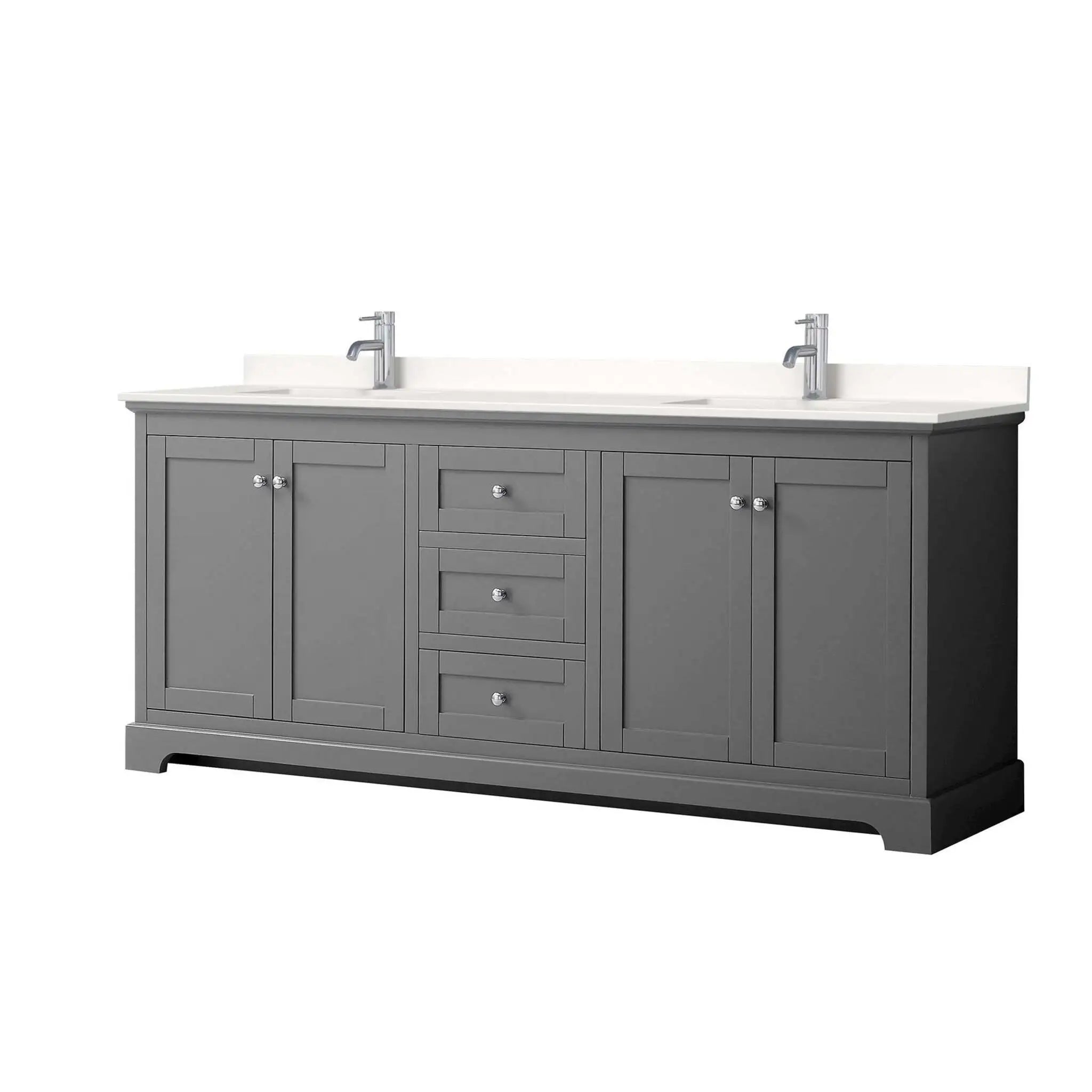 80" Avery Double Bathroom Vanity in Dark Gray with Polished Chrome Trim by Wyndham