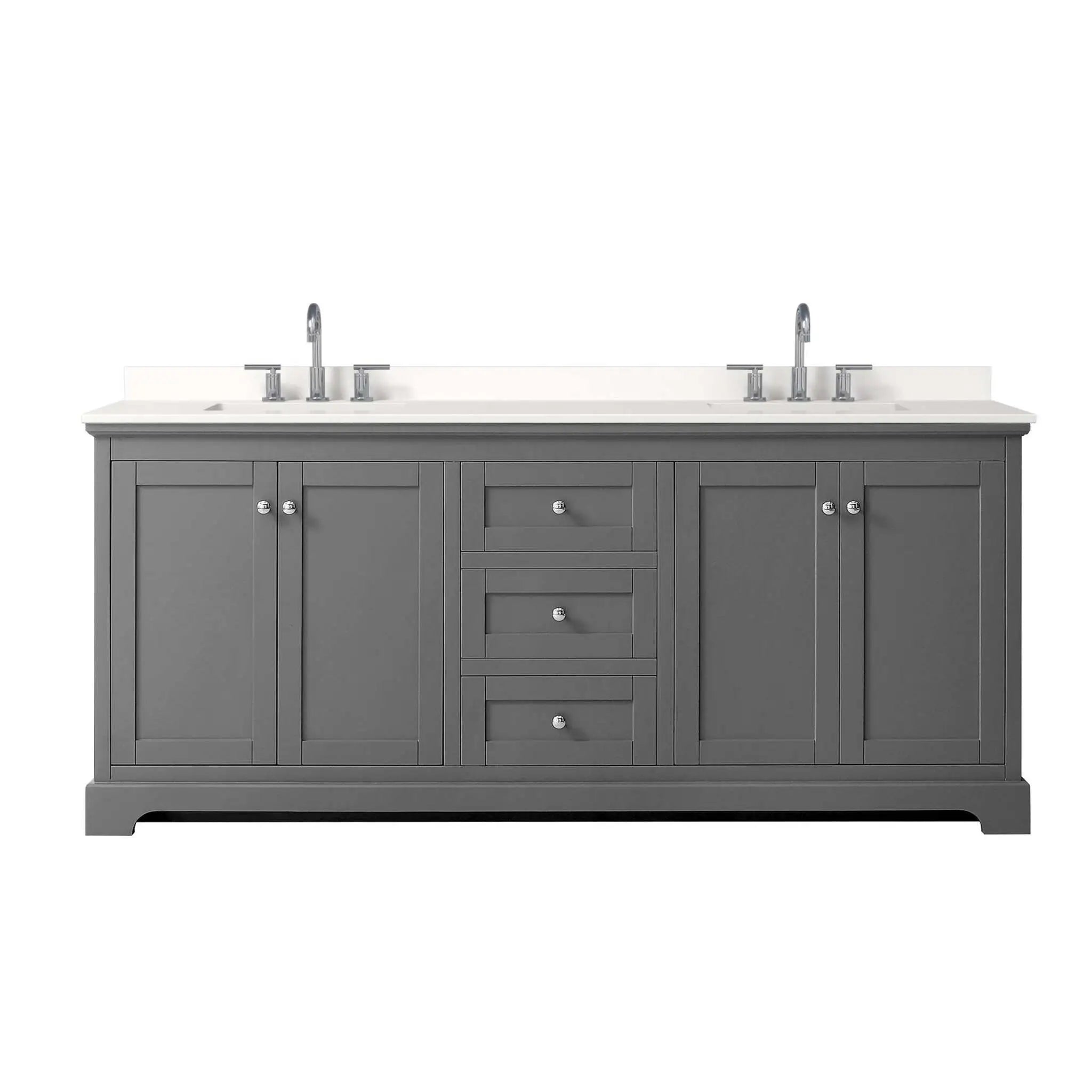 80" Avery Double Bathroom Vanity in Dark Gray with Polished Chrome Trim by Wyndham