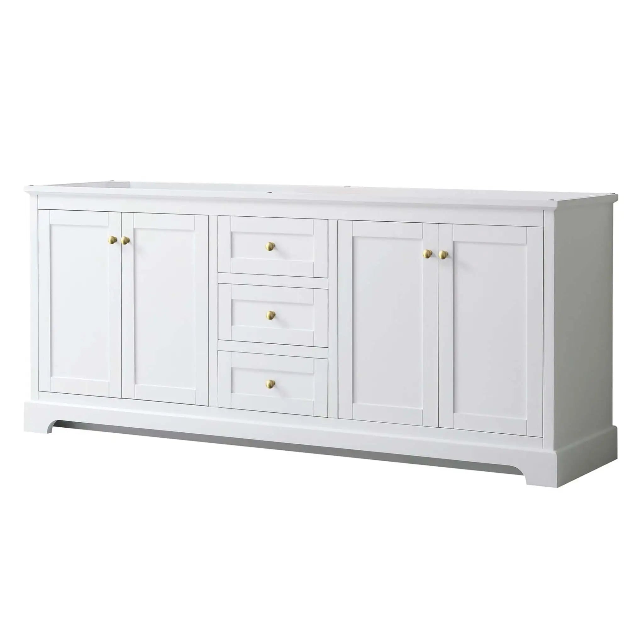 80" Avery Double Bathroom Vanity in White with Brushed Gold Trim by Wyndham