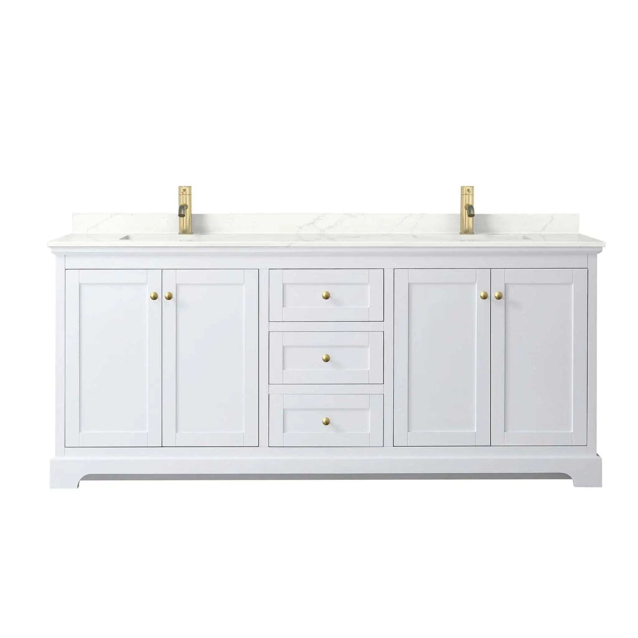 80" Avery Double Bathroom Vanity in White with Brushed Gold Trim by Wyndham