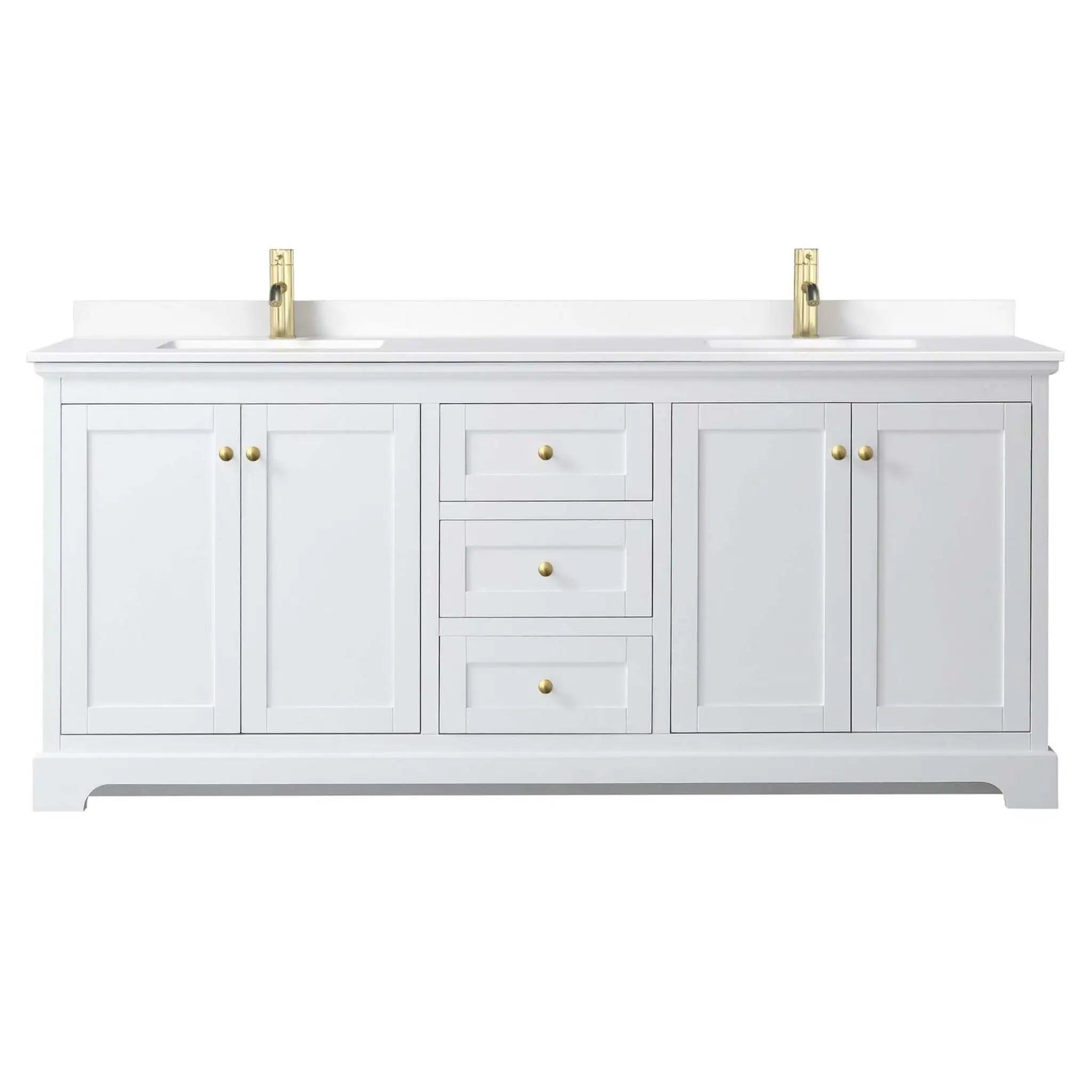 80" Avery Double Bathroom Vanity in White with Brushed Gold Trim by Wyndham