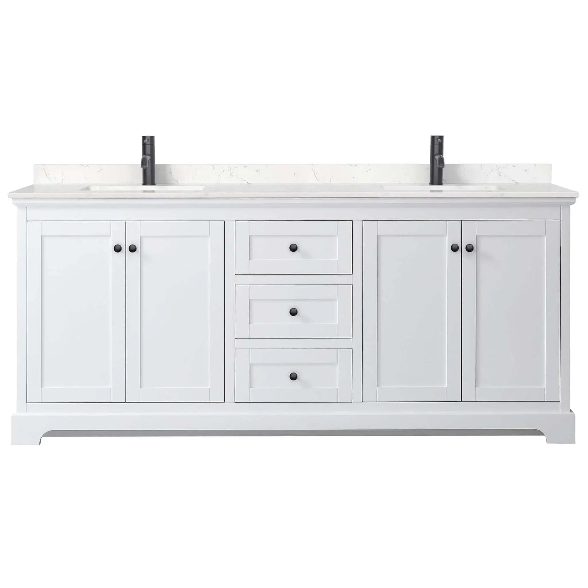 80" Avery Double Bathroom Vanity in White with Matte Black Trim by Wyndham