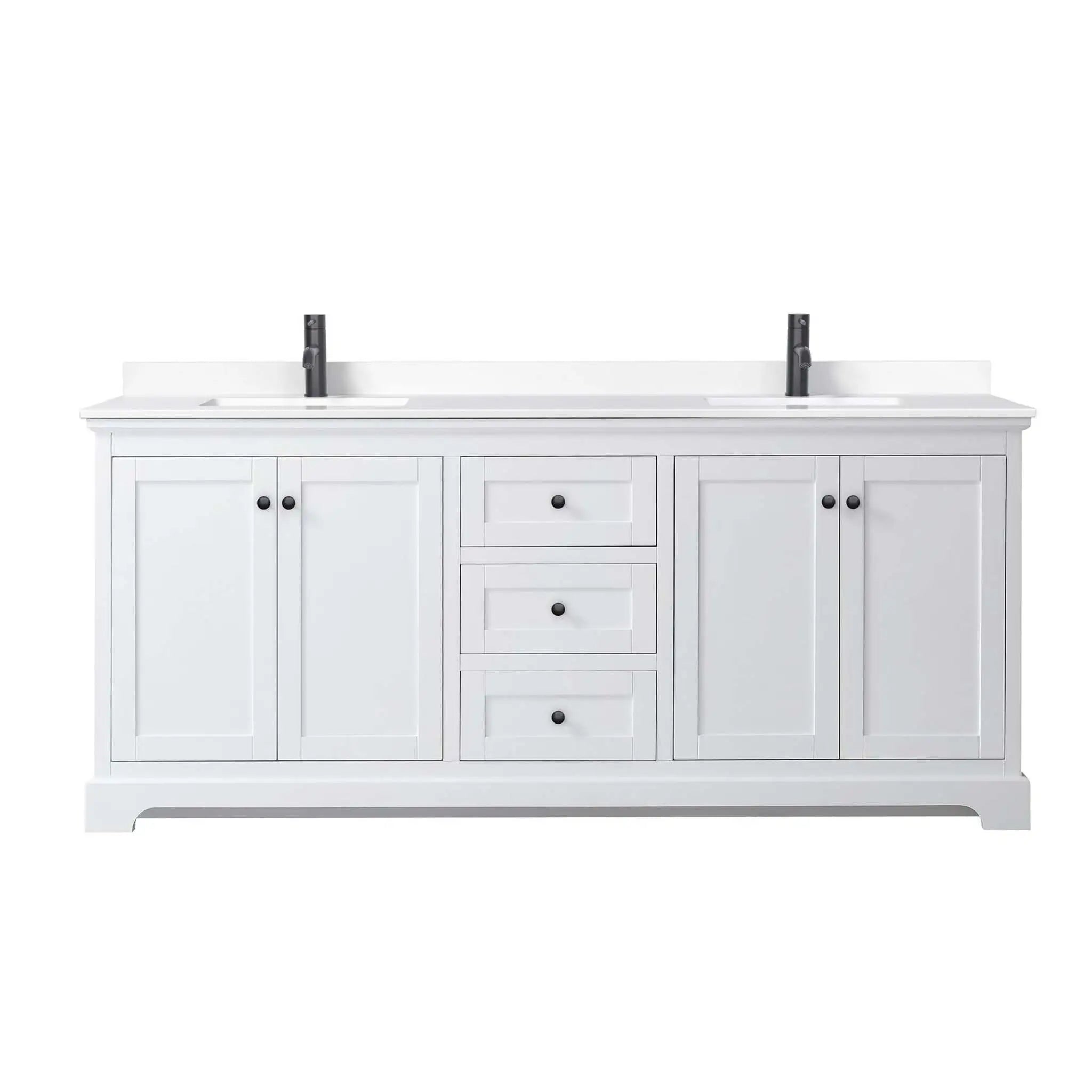 80" Avery Double Bathroom Vanity in White with Matte Black Trim by Wyndham