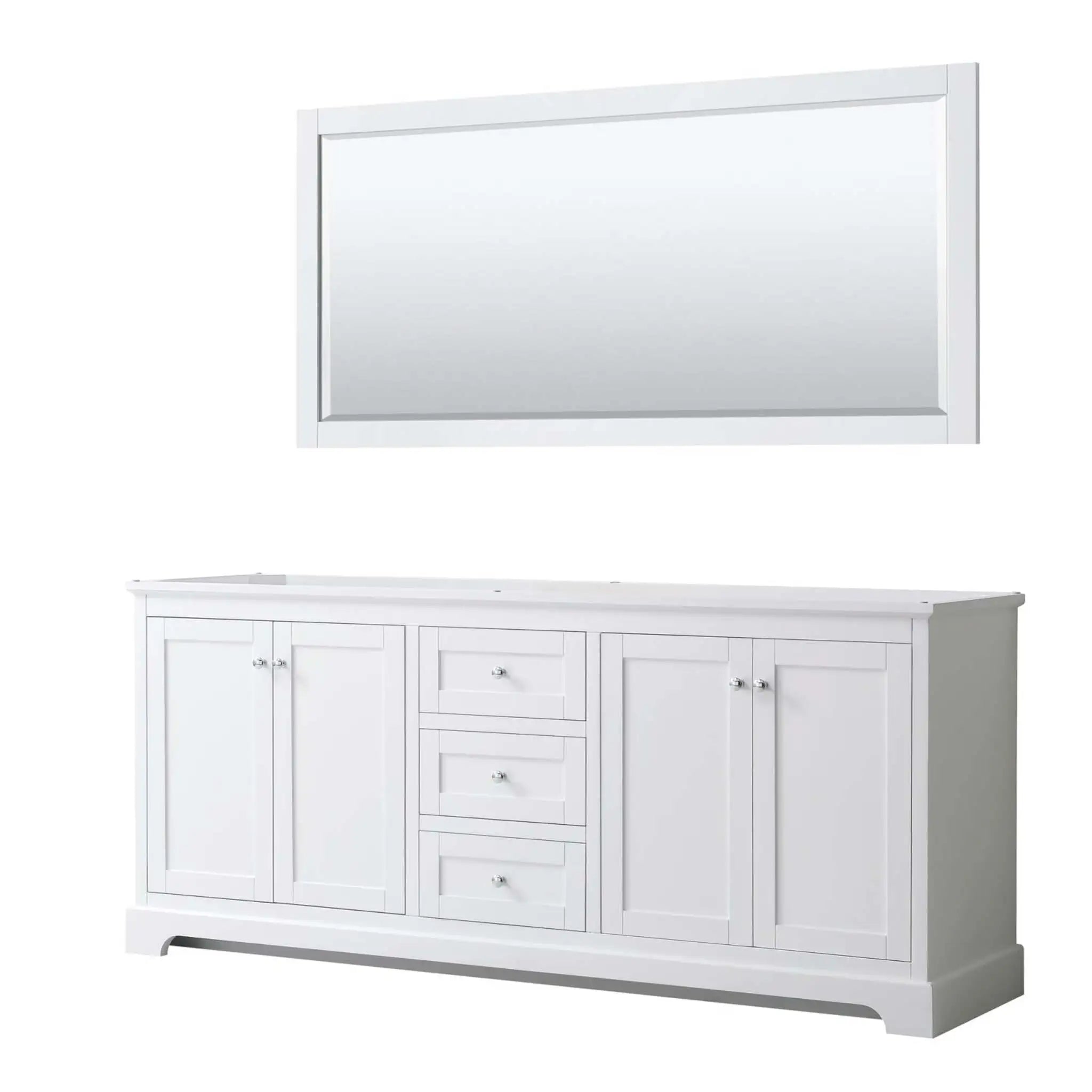 80" Avery Double Bathroom Vanity in White with Polished Chrome Trim & 70" Mirror by Wyndham