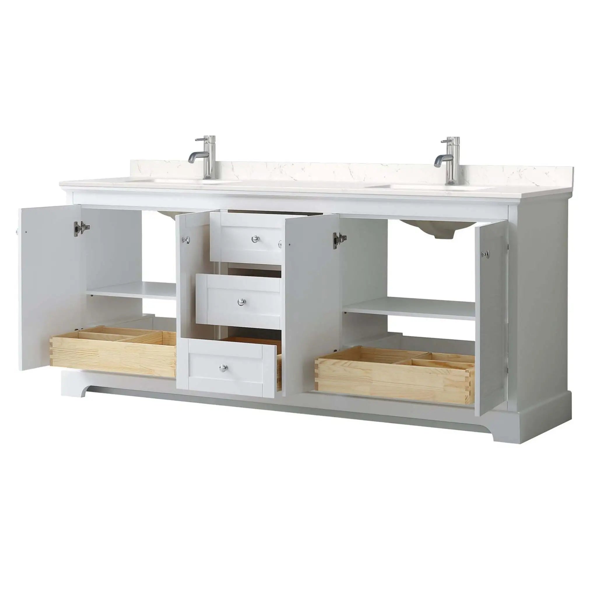 80" Avery Double Bathroom Vanity in White with Polished Chrome Trim by Wyndham