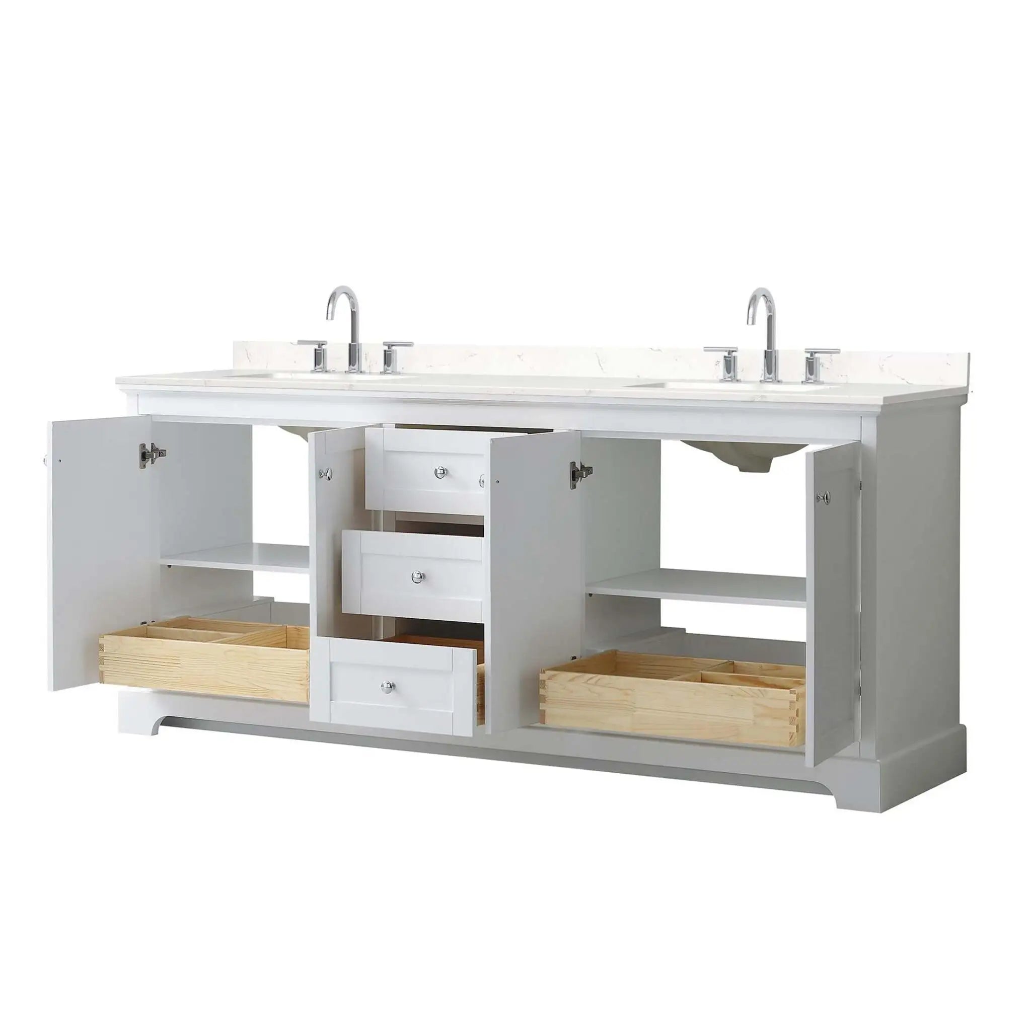 80" Avery Double Bathroom Vanity in White with Polished Chrome Trim by Wyndham