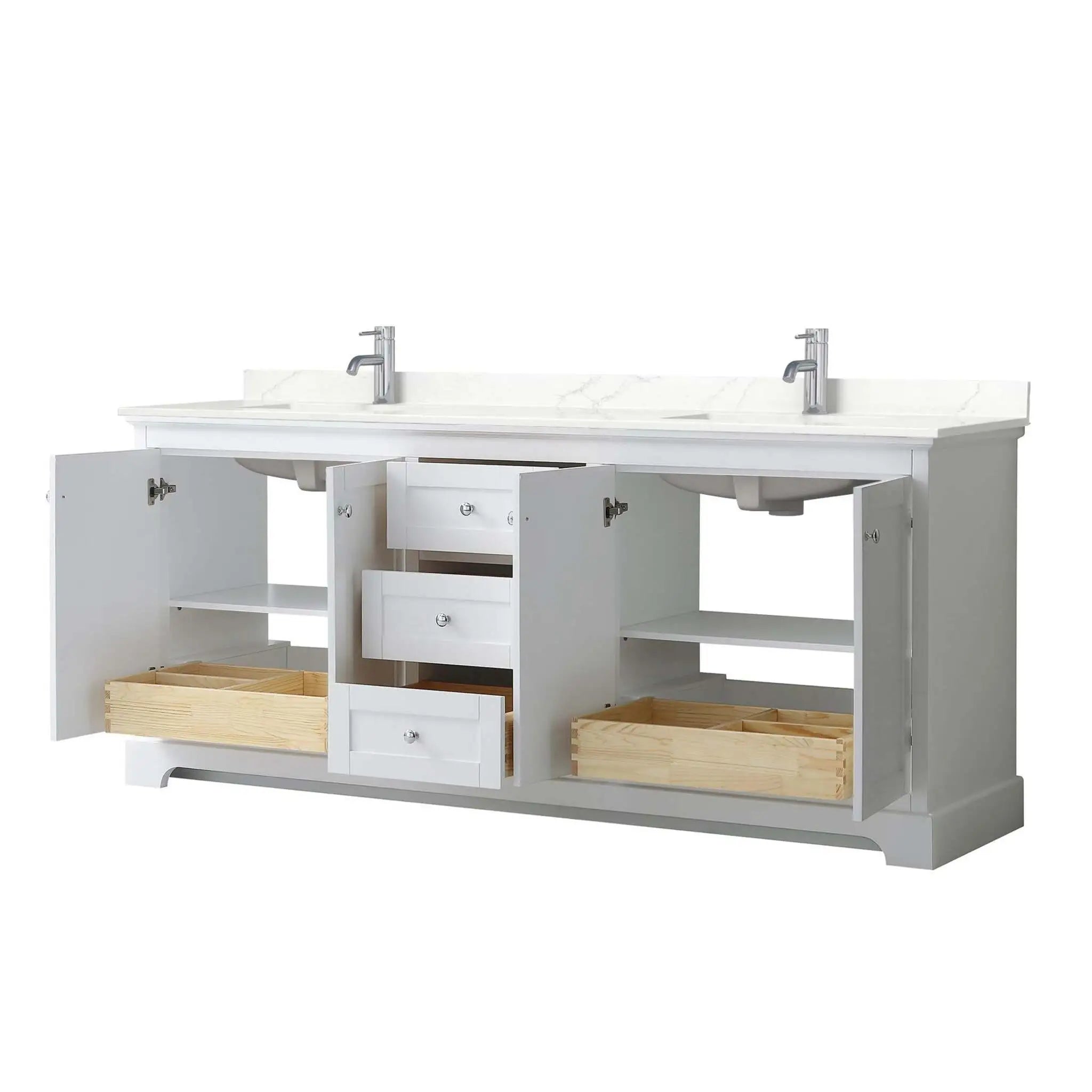 80" Avery Double Bathroom Vanity in White with Polished Chrome Trim by Wyndham