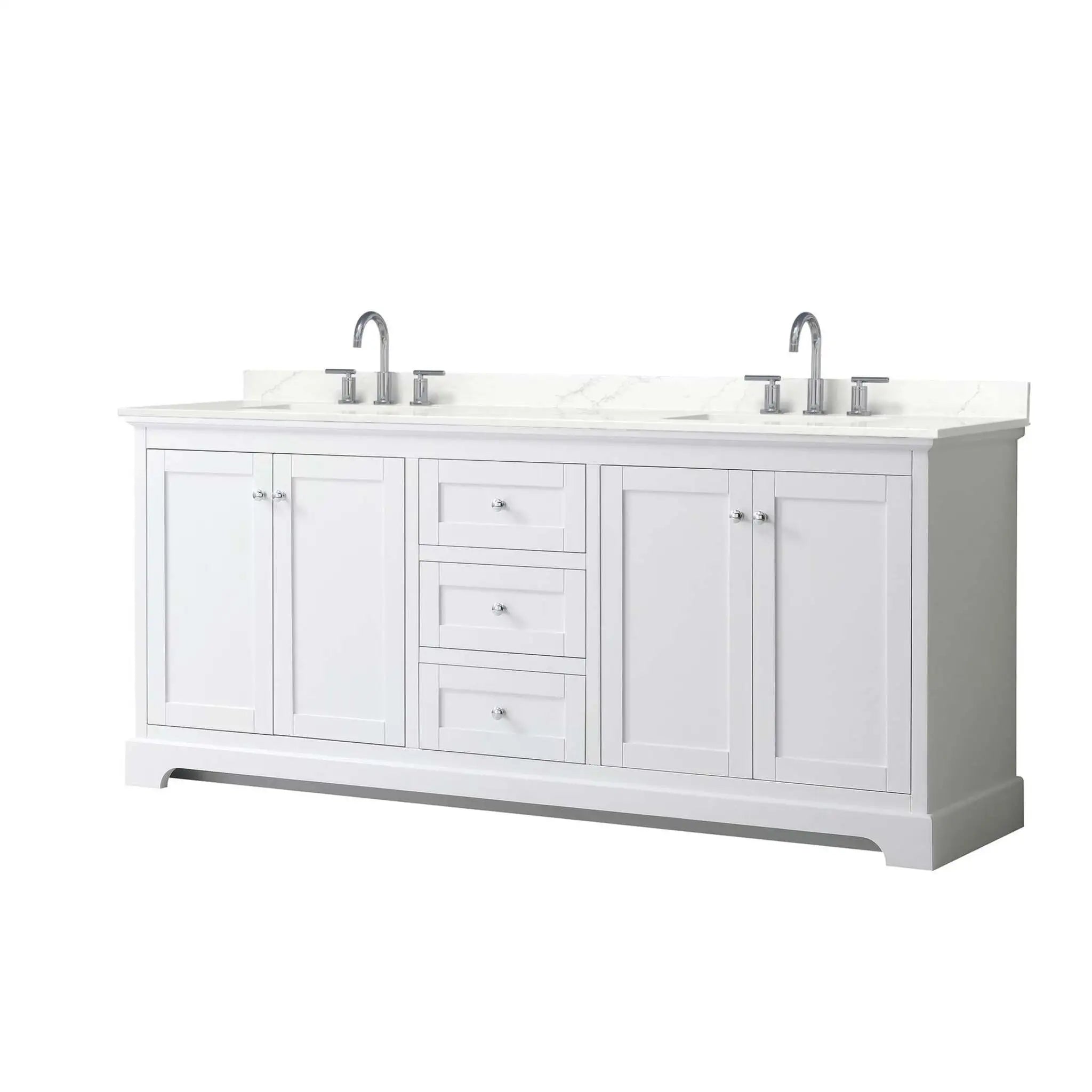 80" Avery Double Bathroom Vanity in White with Polished Chrome Trim by Wyndham