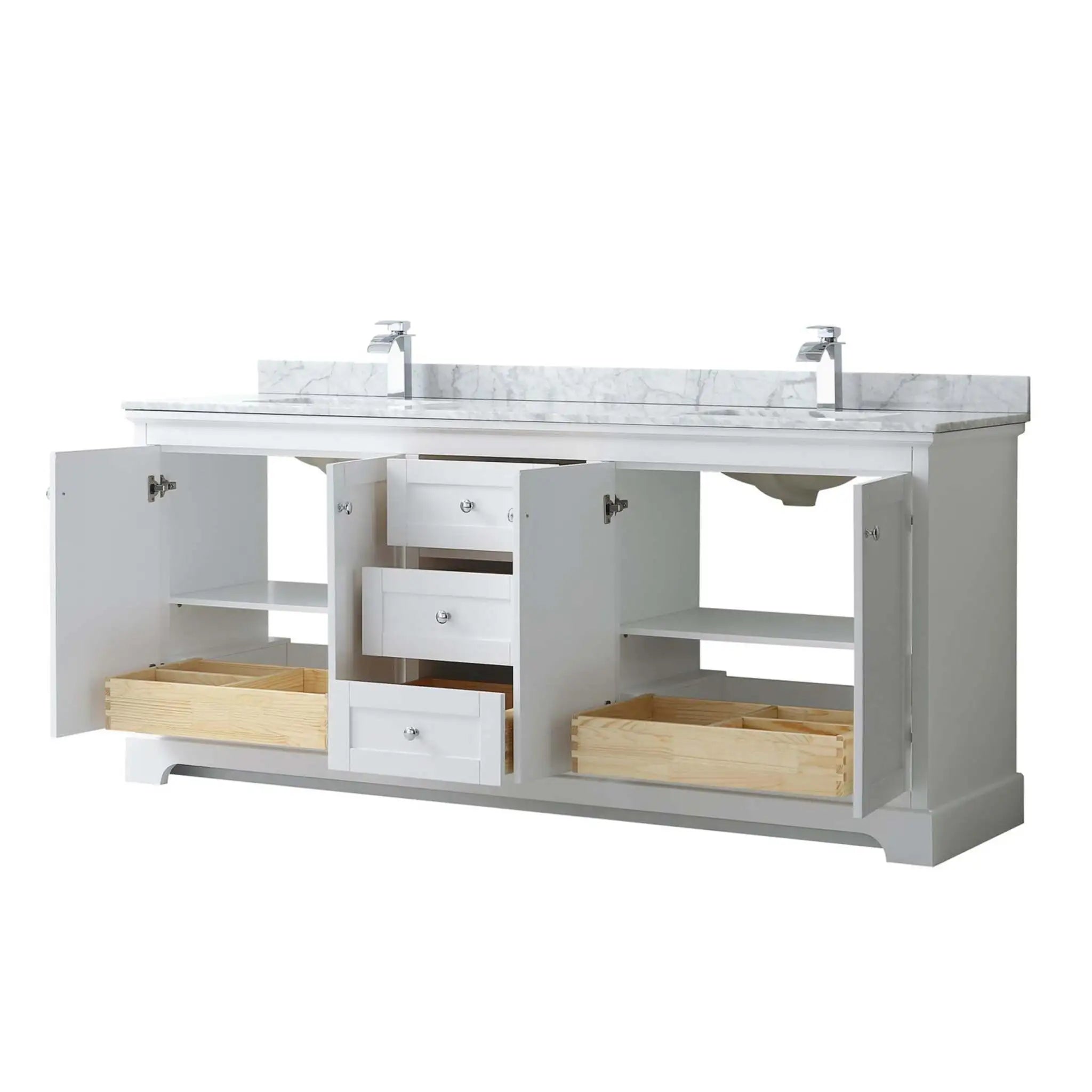 80" Avery Double Bathroom Vanity in White with Polished Chrome Trim by Wyndham