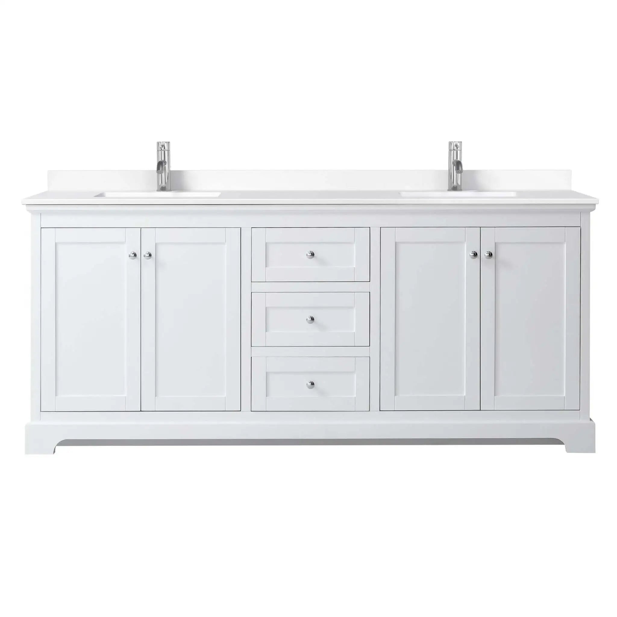 80" Avery Double Bathroom Vanity in White with Polished Chrome Trim by Wyndham