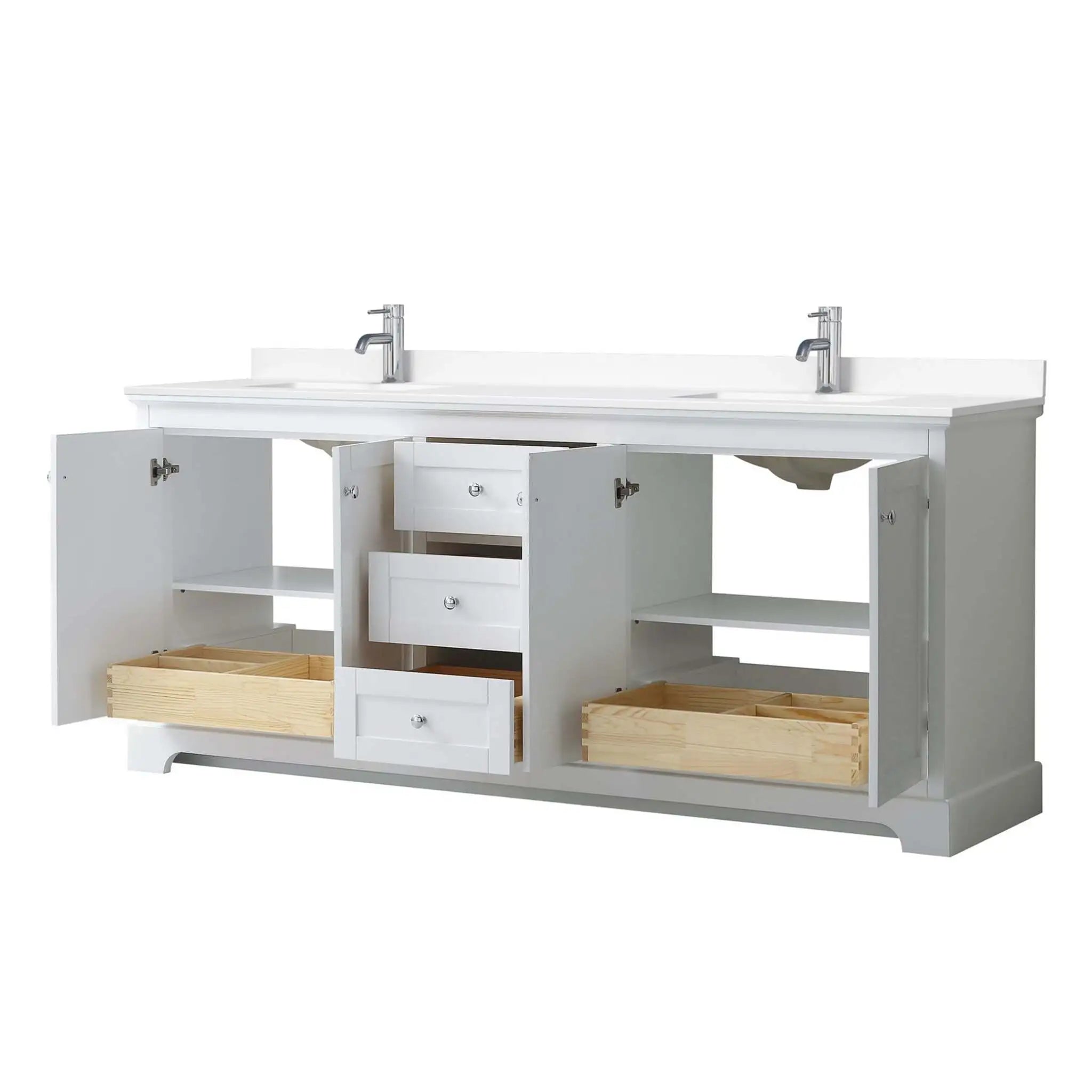 80" Avery Double Bathroom Vanity in White with Polished Chrome Trim by Wyndham