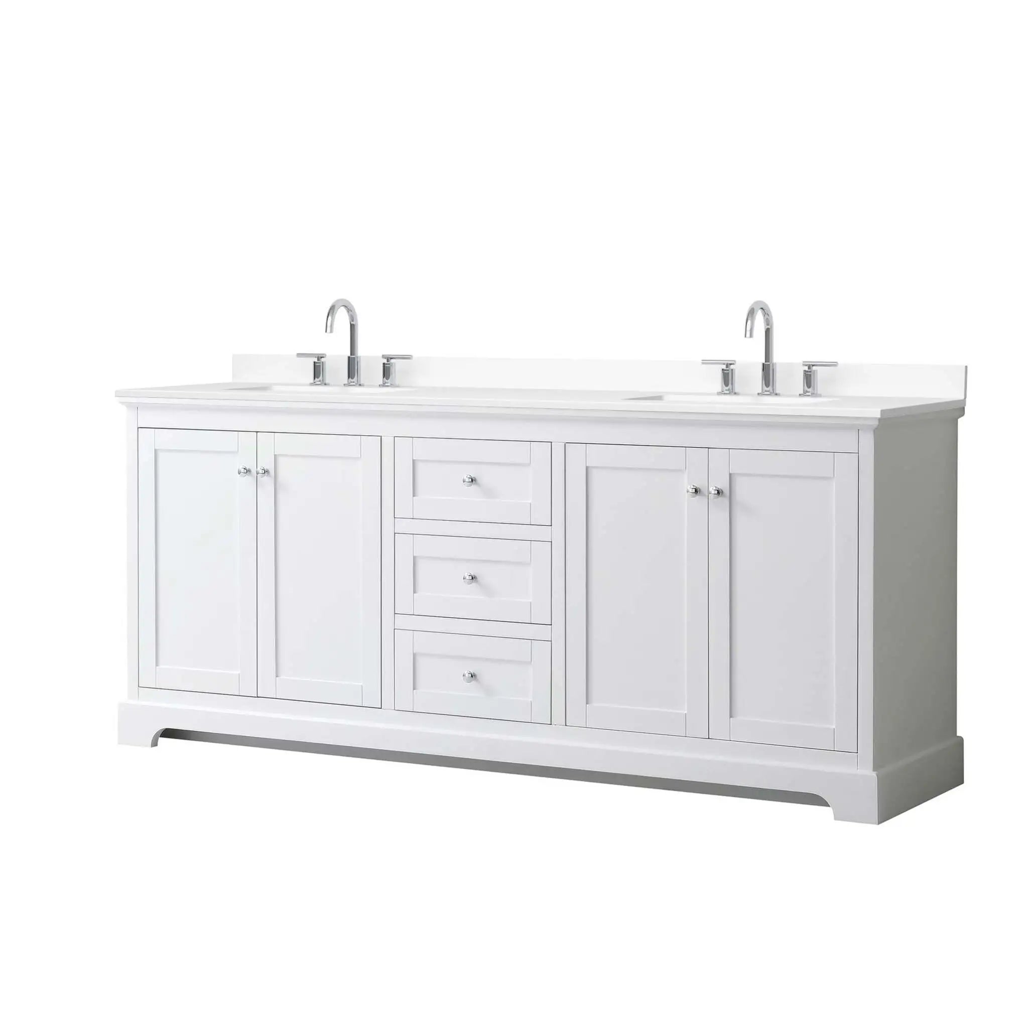 80" Avery Double Bathroom Vanity in White with Polished Chrome Trim by Wyndham