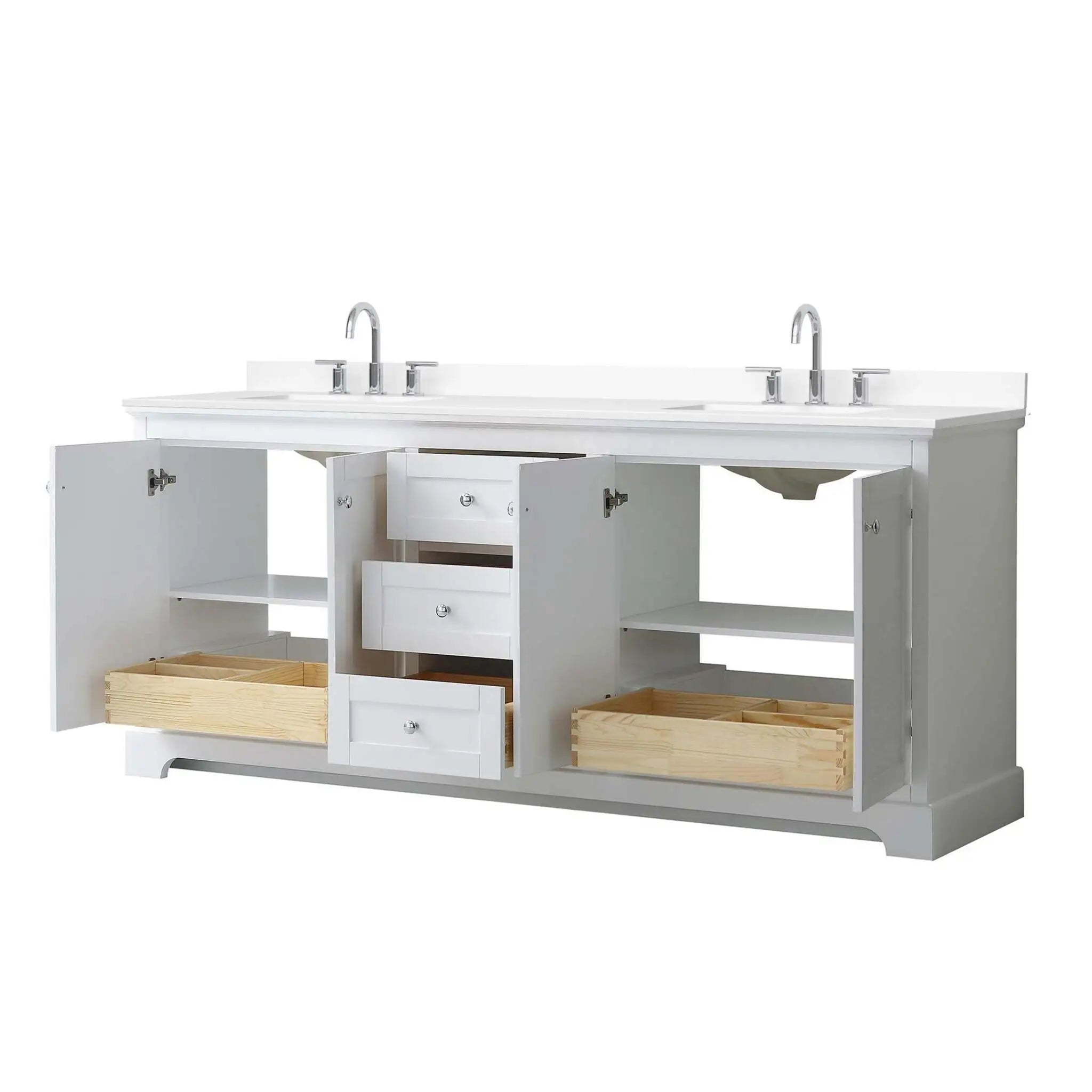 80" Avery Double Bathroom Vanity in White with Polished Chrome Trim by Wyndham