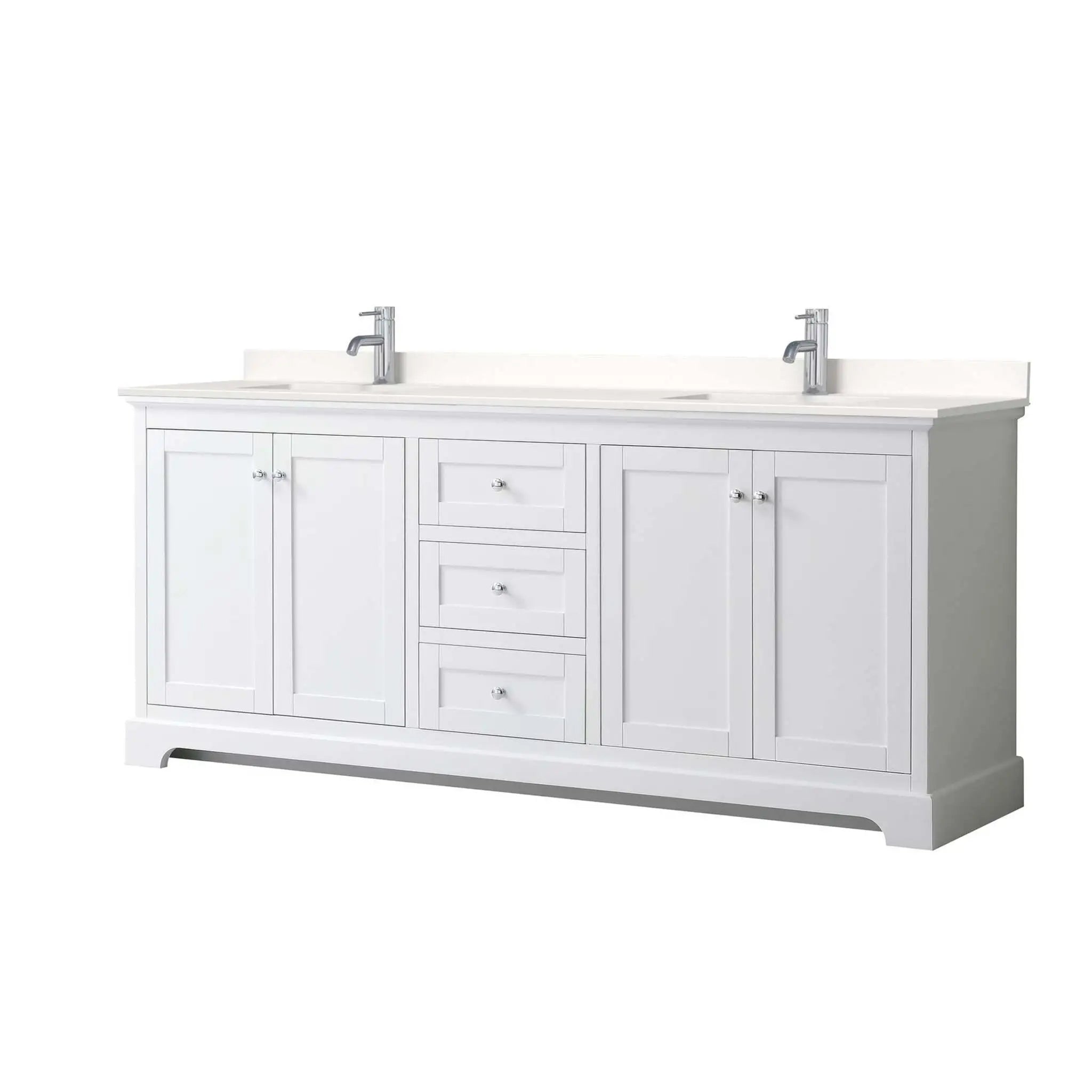 80" Avery Double Bathroom Vanity in White with Polished Chrome Trim by Wyndham