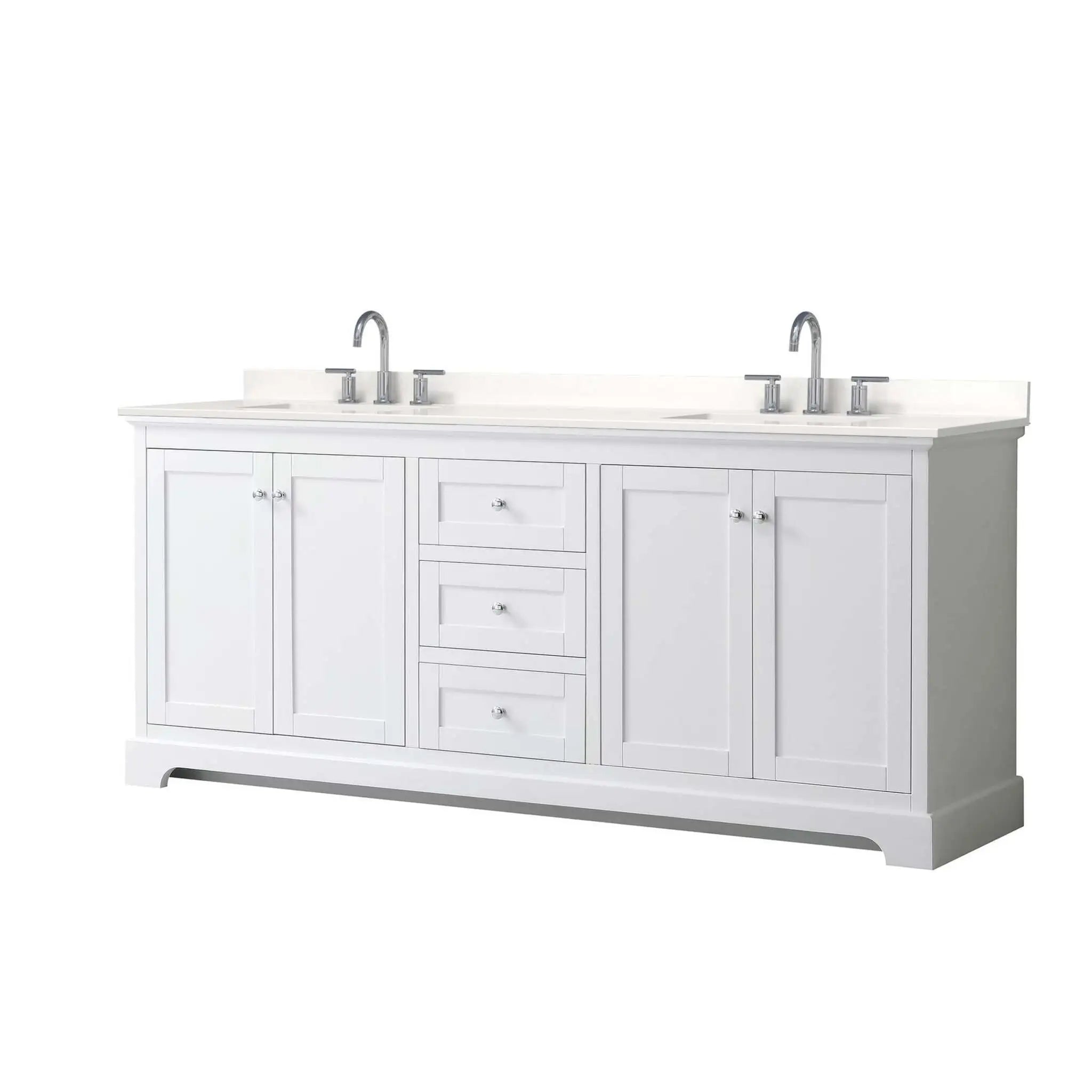 80" Avery Double Bathroom Vanity in White with Polished Chrome Trim by Wyndham