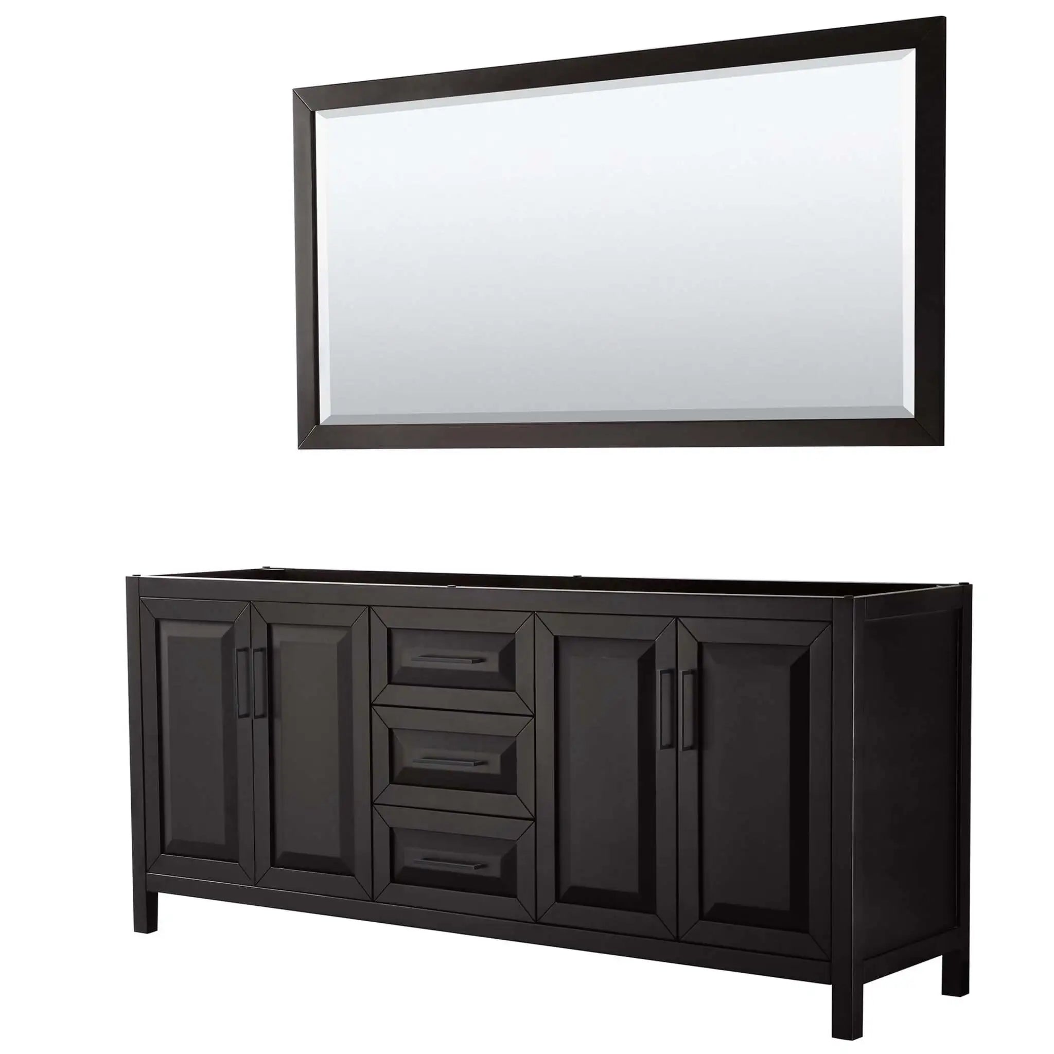 80" Daria Double Bathroom Vanity in Dark Espresso with Matte Black Trim & 70" Mirror by Wyndham