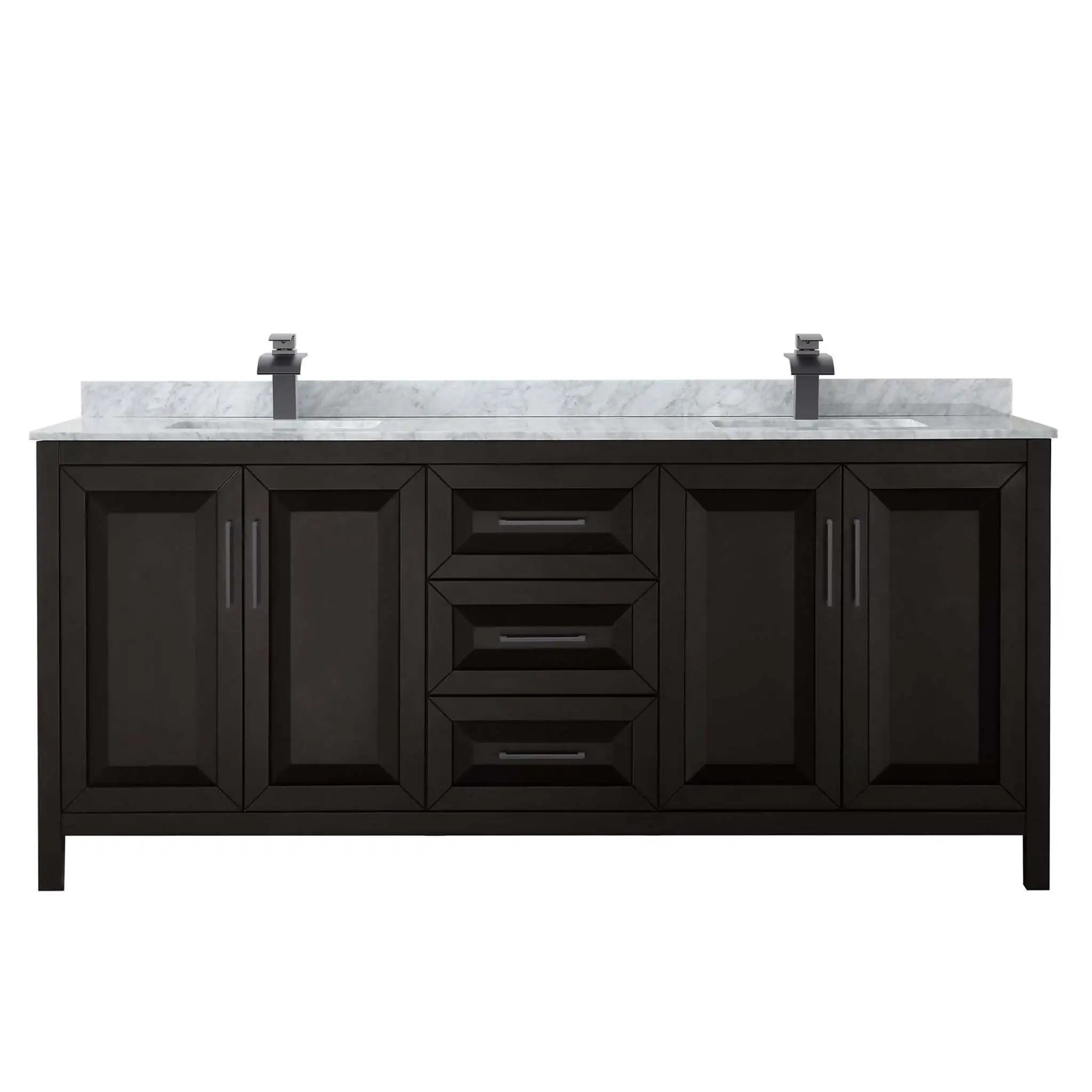 80" Daria Double Bathroom Vanity in Dark Espresso with Matte Black Trim by Wyndham