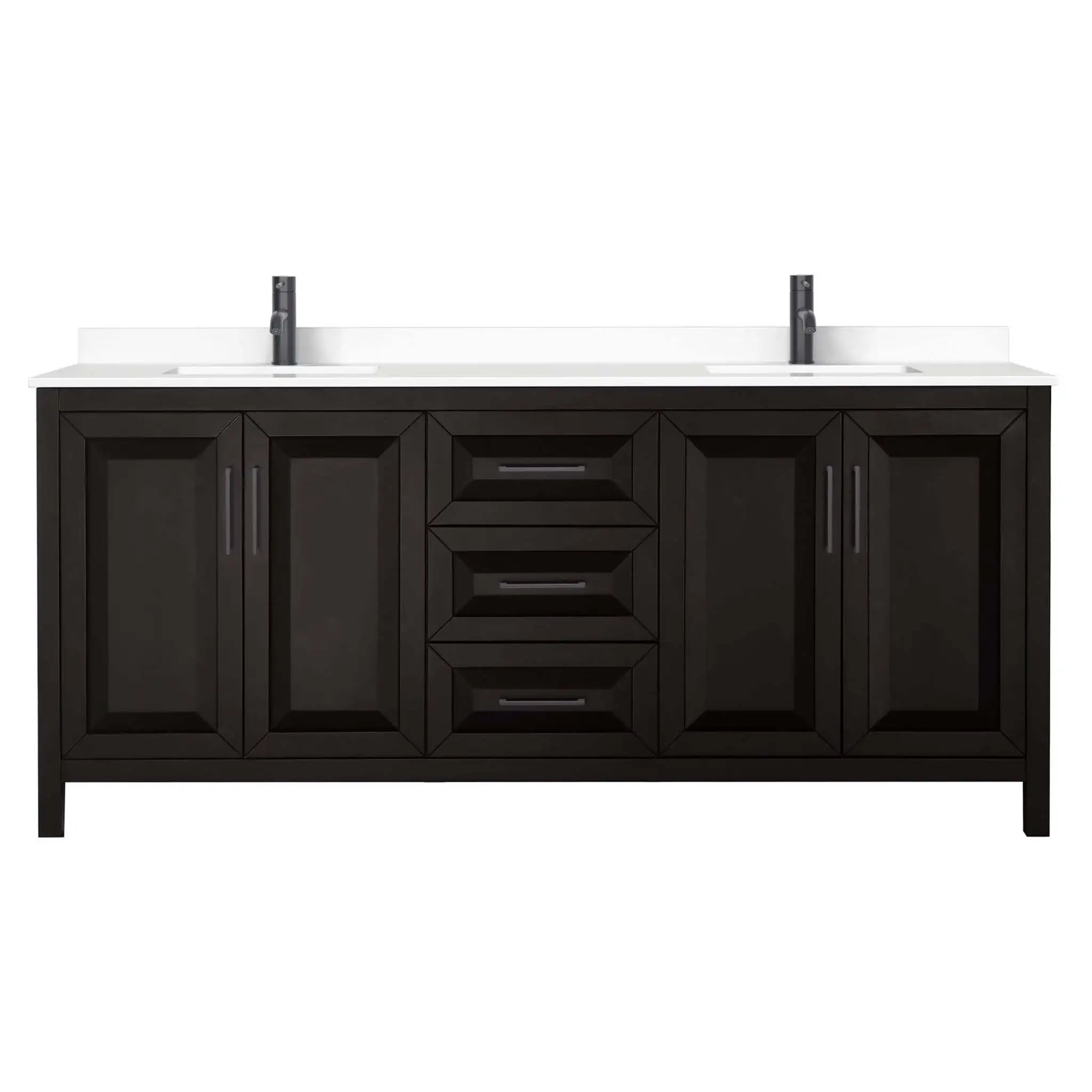 80" Daria Double Bathroom Vanity in Dark Espresso with Matte Black Trim by Wyndham