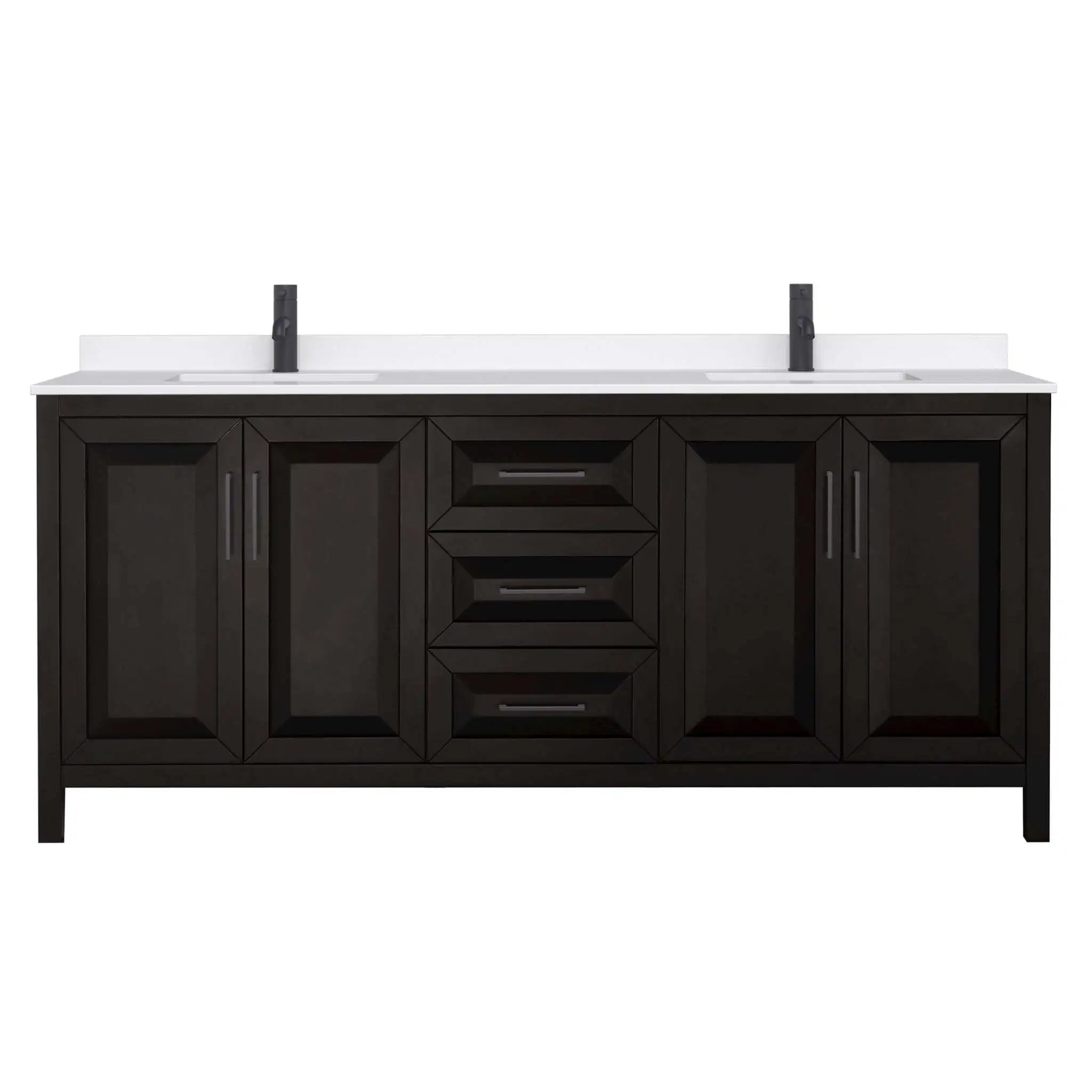 80" Daria Double Bathroom Vanity in Dark Espresso with Matte Black Trim by Wyndham