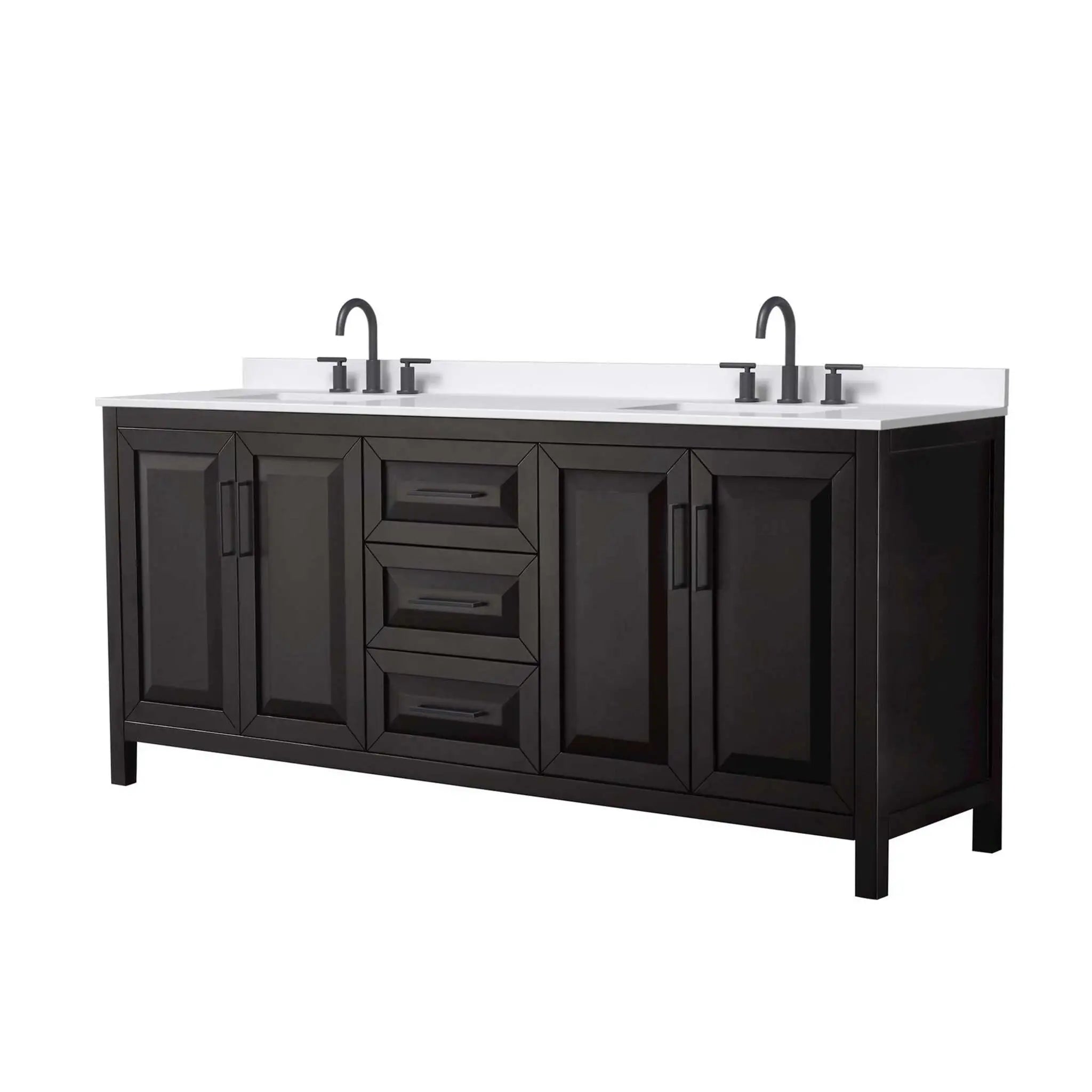 80" Daria Double Bathroom Vanity in Dark Espresso with Matte Black Trim by Wyndham