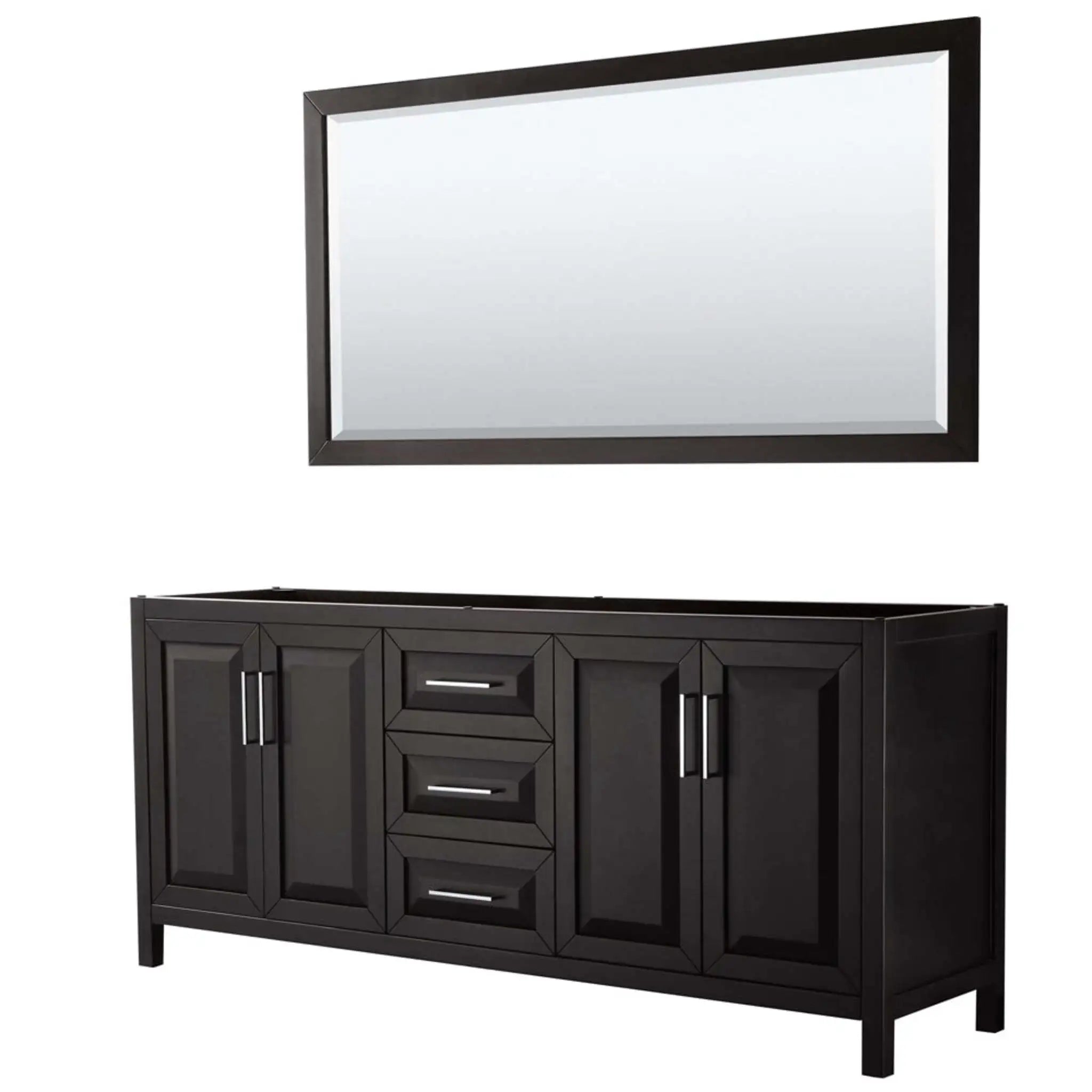80" Daria Double Bathroom Vanity in Dark Espresso with Polished Chrome Trim & 70" Mirror by Wyndham