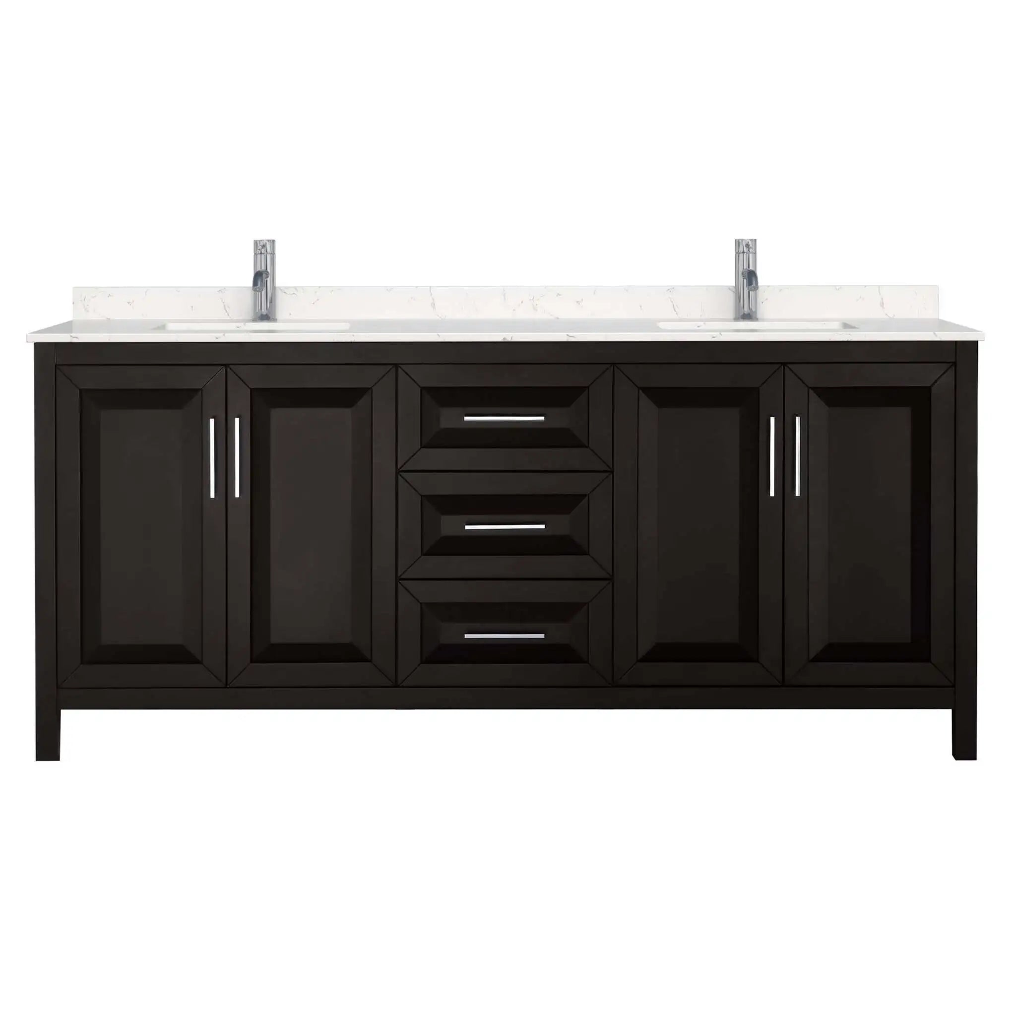 80" Daria Double Bathroom Vanity in Dark Espresso with Polished Chrome Trim by Wyndham