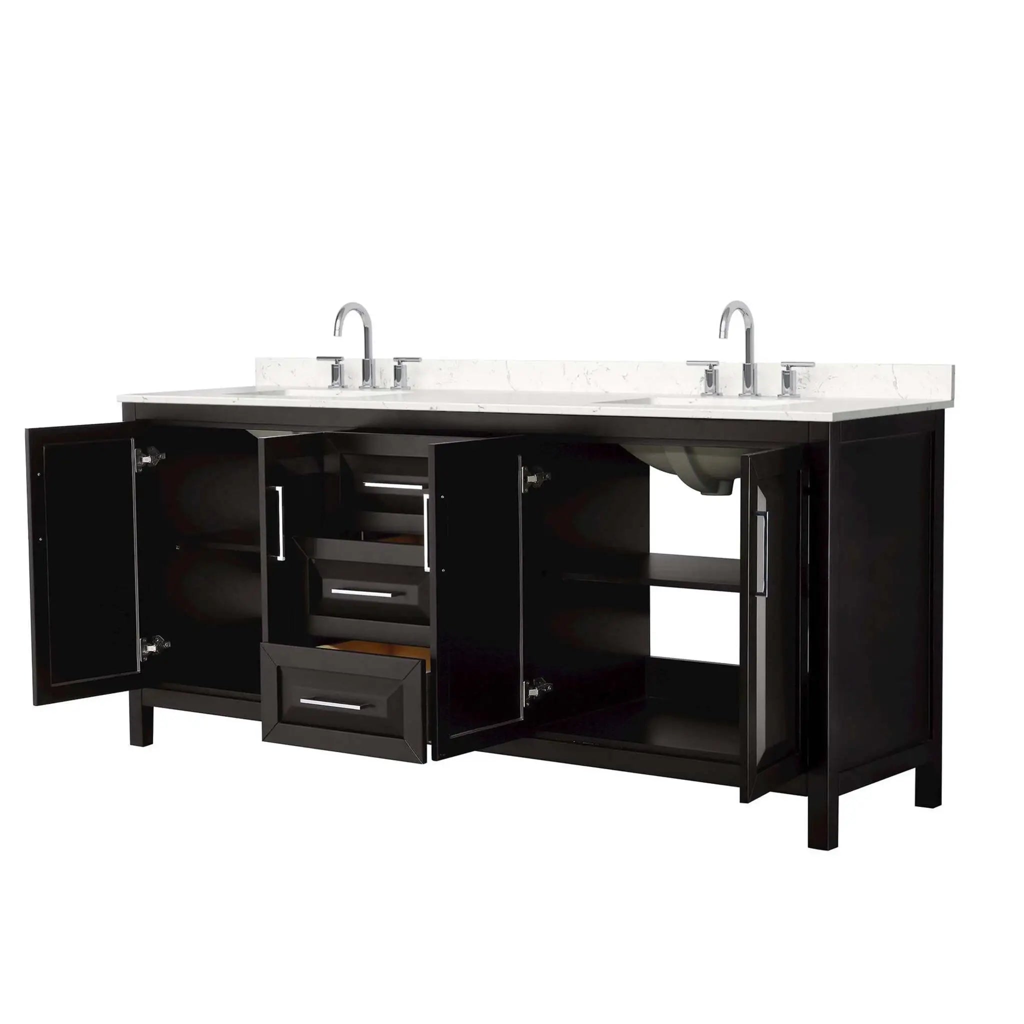 80" Daria Double Bathroom Vanity in Dark Espresso with Polished Chrome Trim by Wyndham