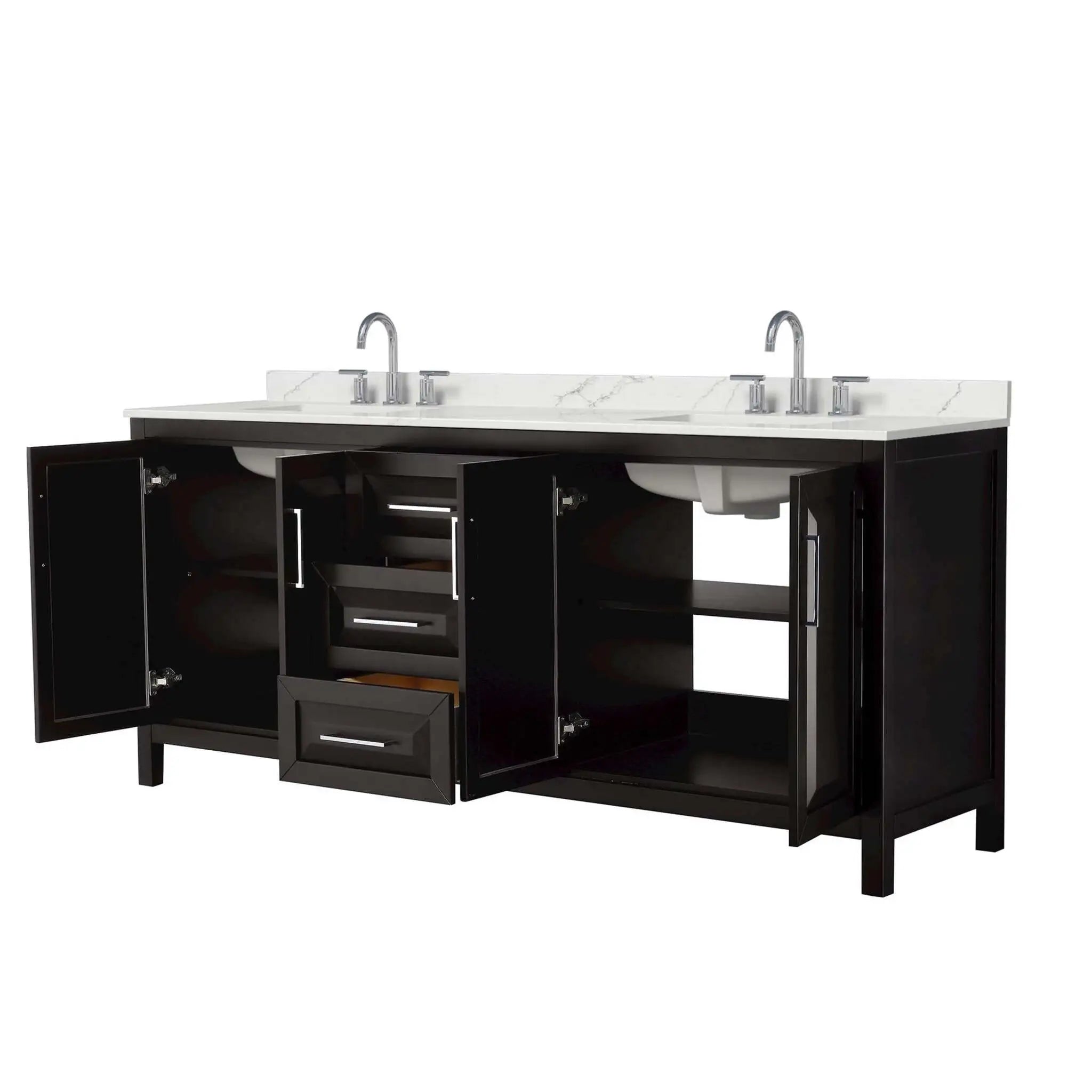 80" Daria Double Bathroom Vanity in Dark Espresso with Polished Chrome Trim by Wyndham