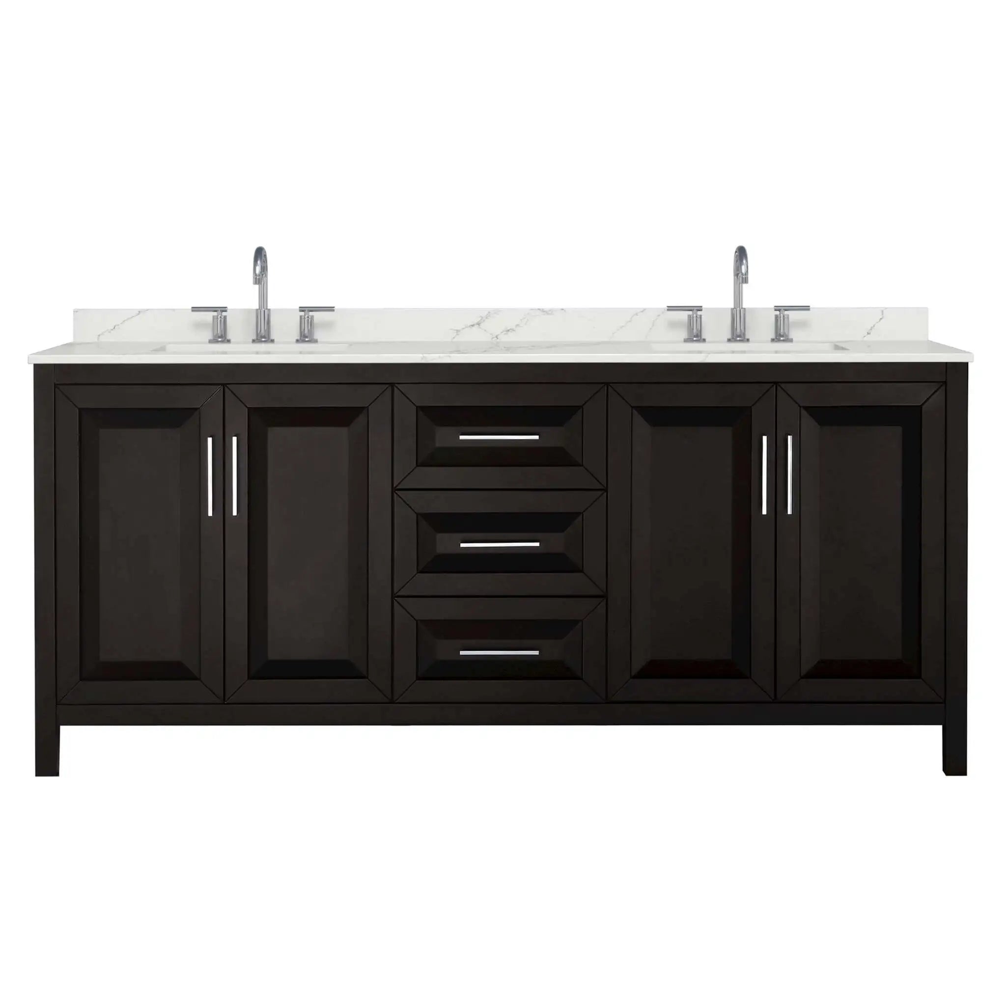 80" Daria Double Bathroom Vanity in Dark Espresso with Polished Chrome Trim by Wyndham
