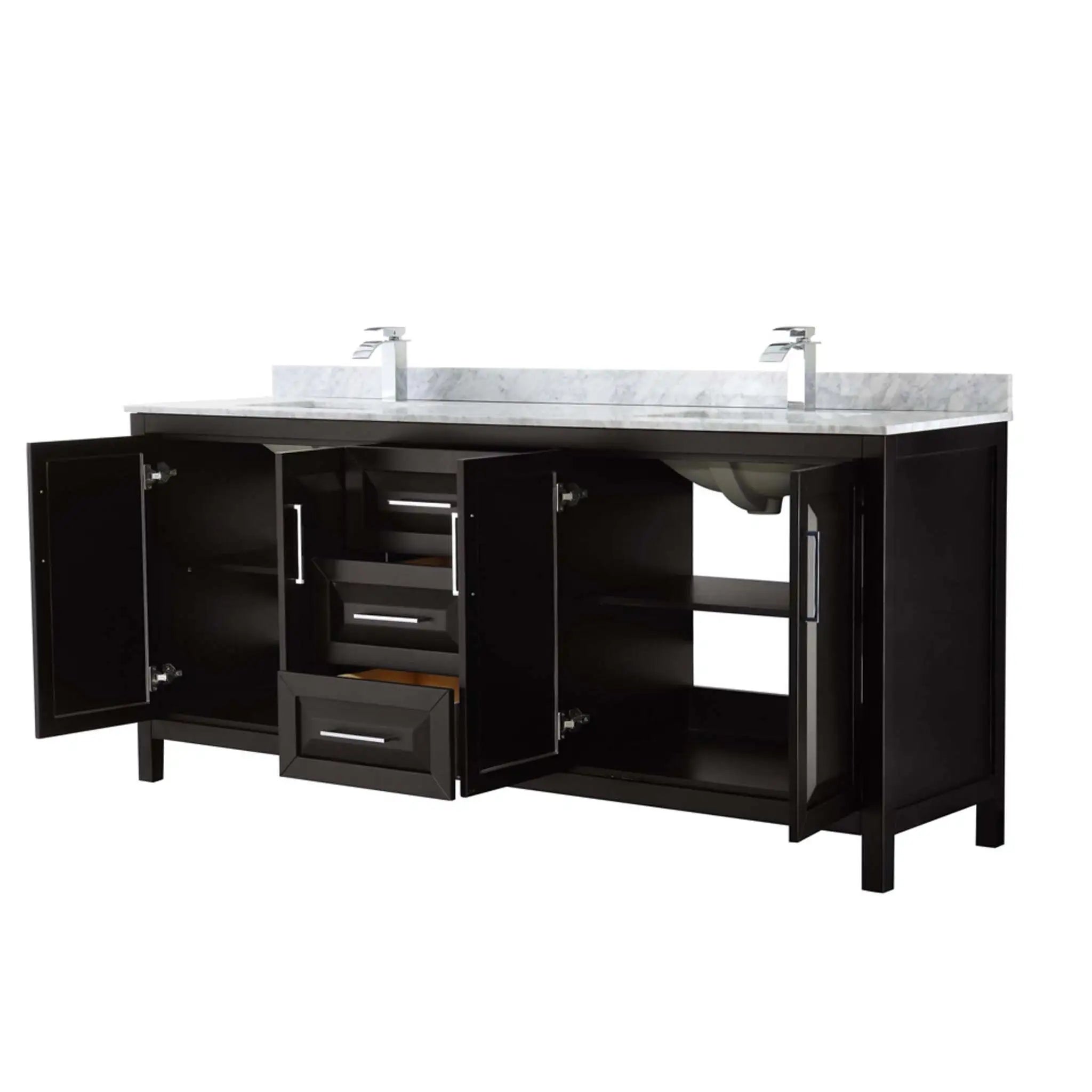 80" Daria Double Bathroom Vanity in Dark Espresso with Polished Chrome Trim by Wyndham