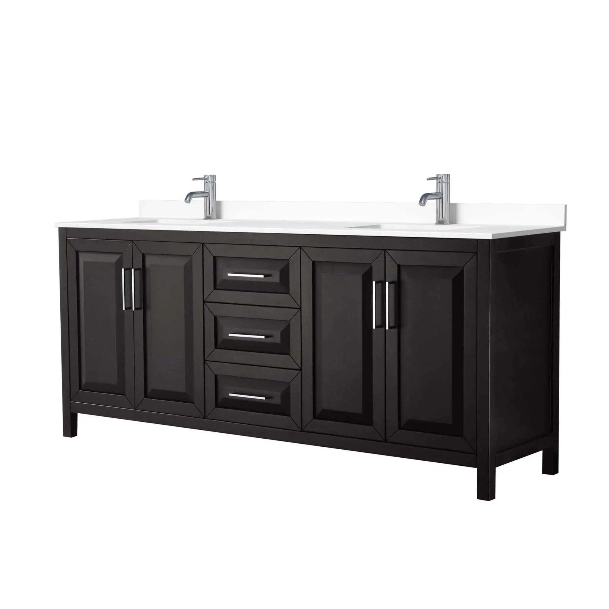 80" Daria Double Bathroom Vanity in Dark Espresso with Polished Chrome Trim by Wyndham