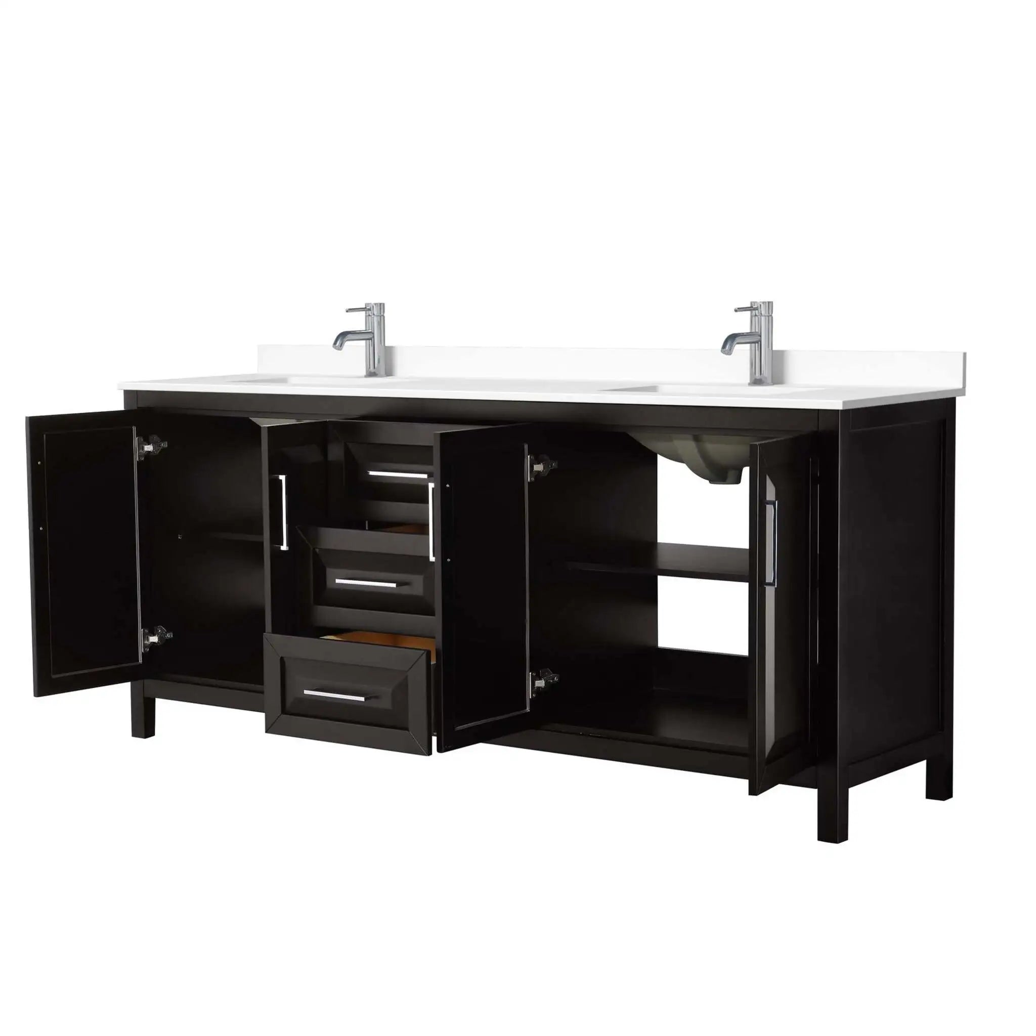 80" Daria Double Bathroom Vanity in Dark Espresso with Polished Chrome Trim by Wyndham