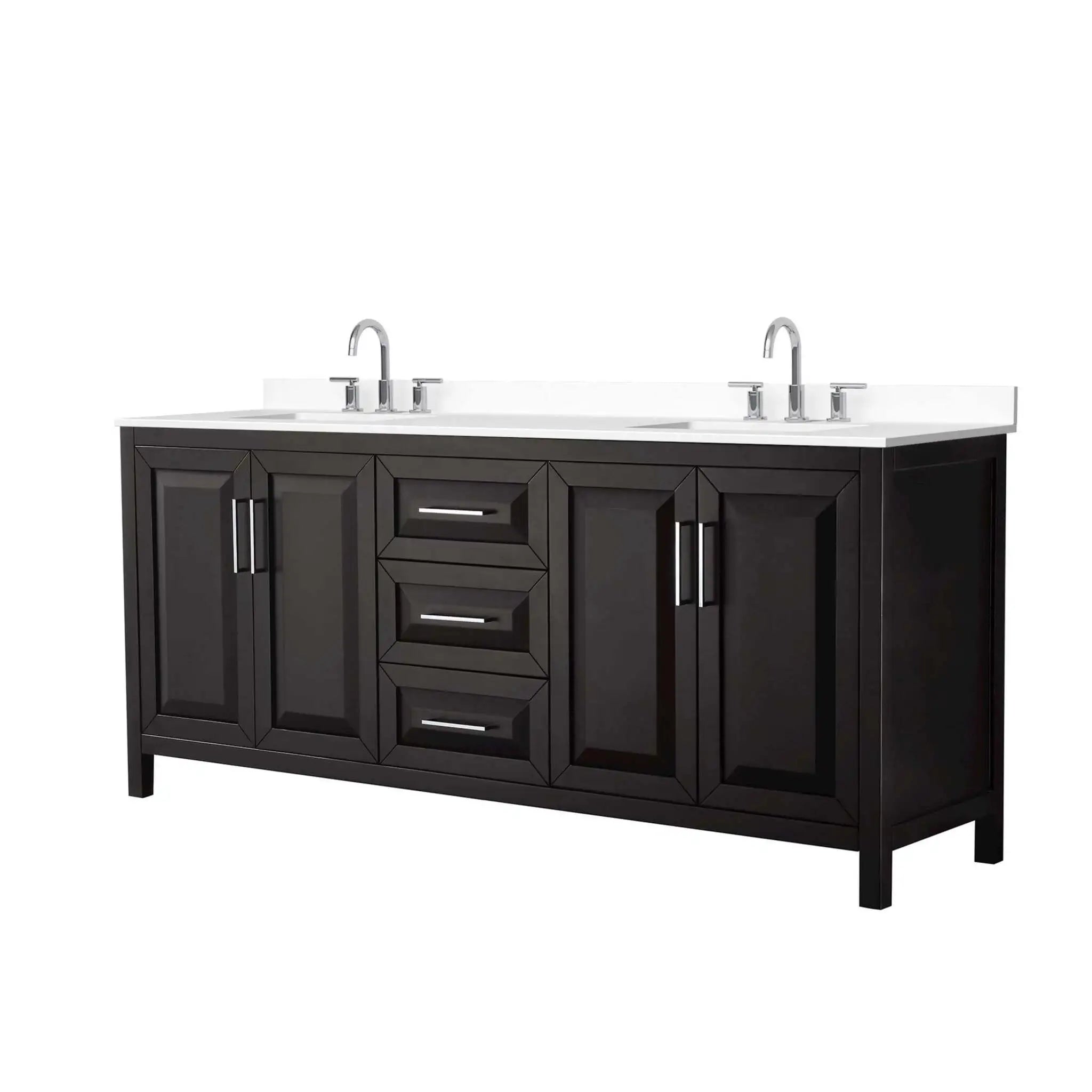 80" Daria Double Bathroom Vanity in Dark Espresso with Polished Chrome Trim by Wyndham