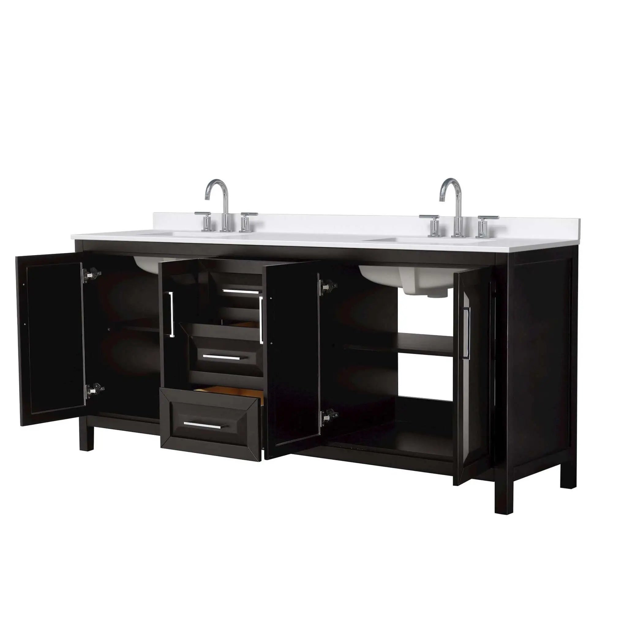 80" Daria Double Bathroom Vanity in Dark Espresso with Polished Chrome Trim by Wyndham