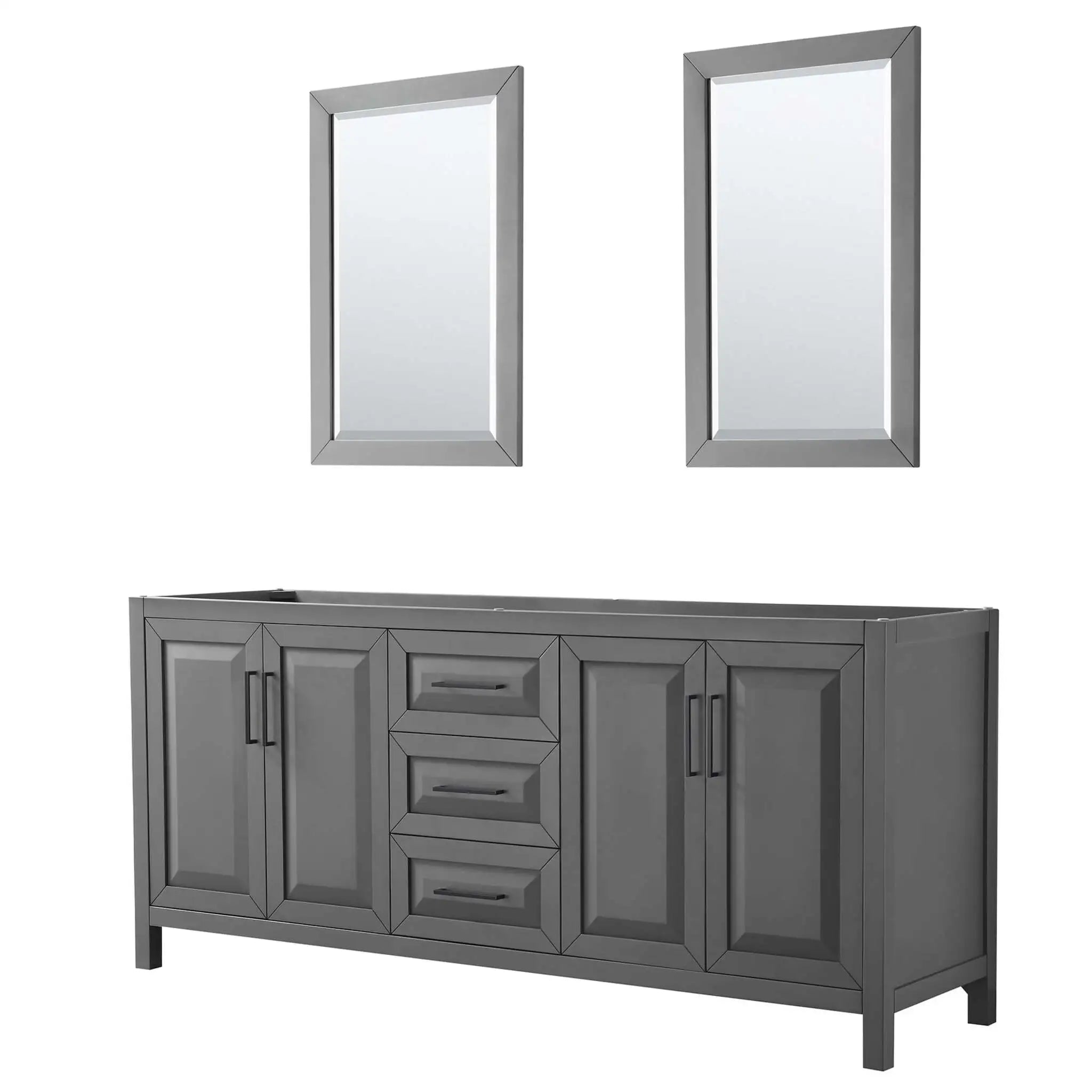 80" Daria Double Bathroom Vanity in Dark Gray with Matte Black Trim & 24" Mirror by Wyndham