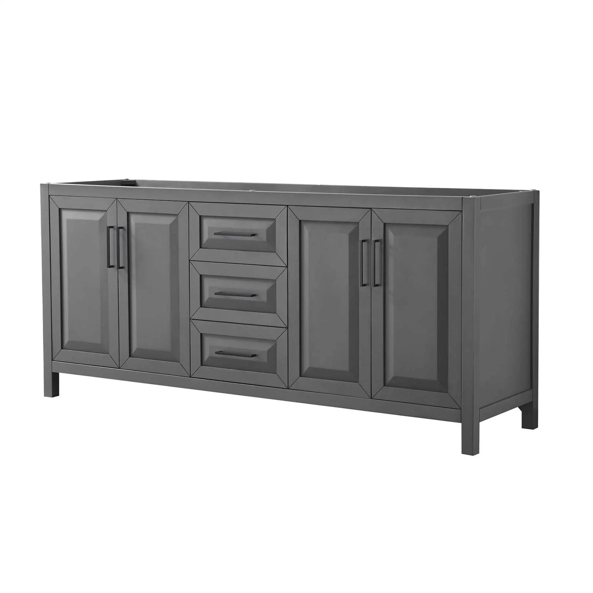 80" Daria Double Bathroom Vanity in Dark Gray with Matte Black Trim by Wyndham