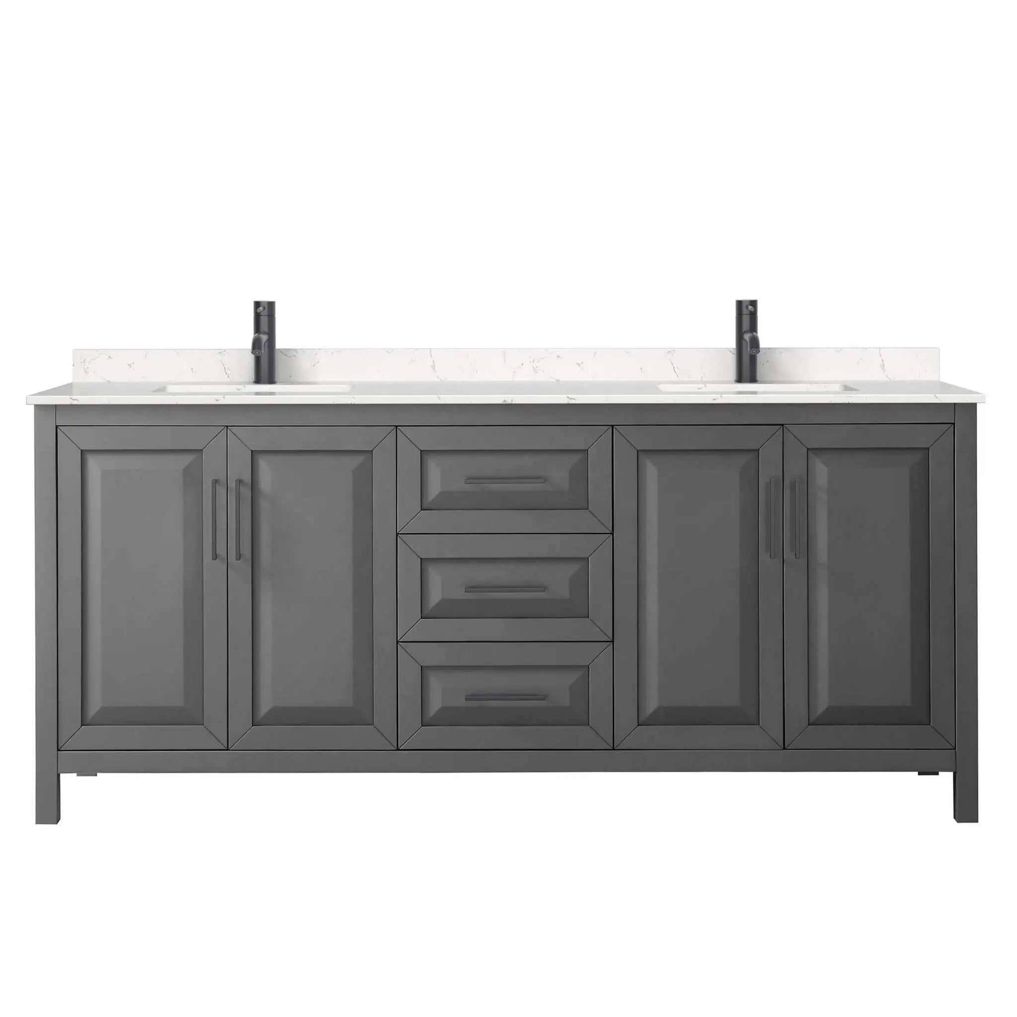 80" Daria Double Bathroom Vanity in Dark Gray with Matte Black Trim by Wyndham