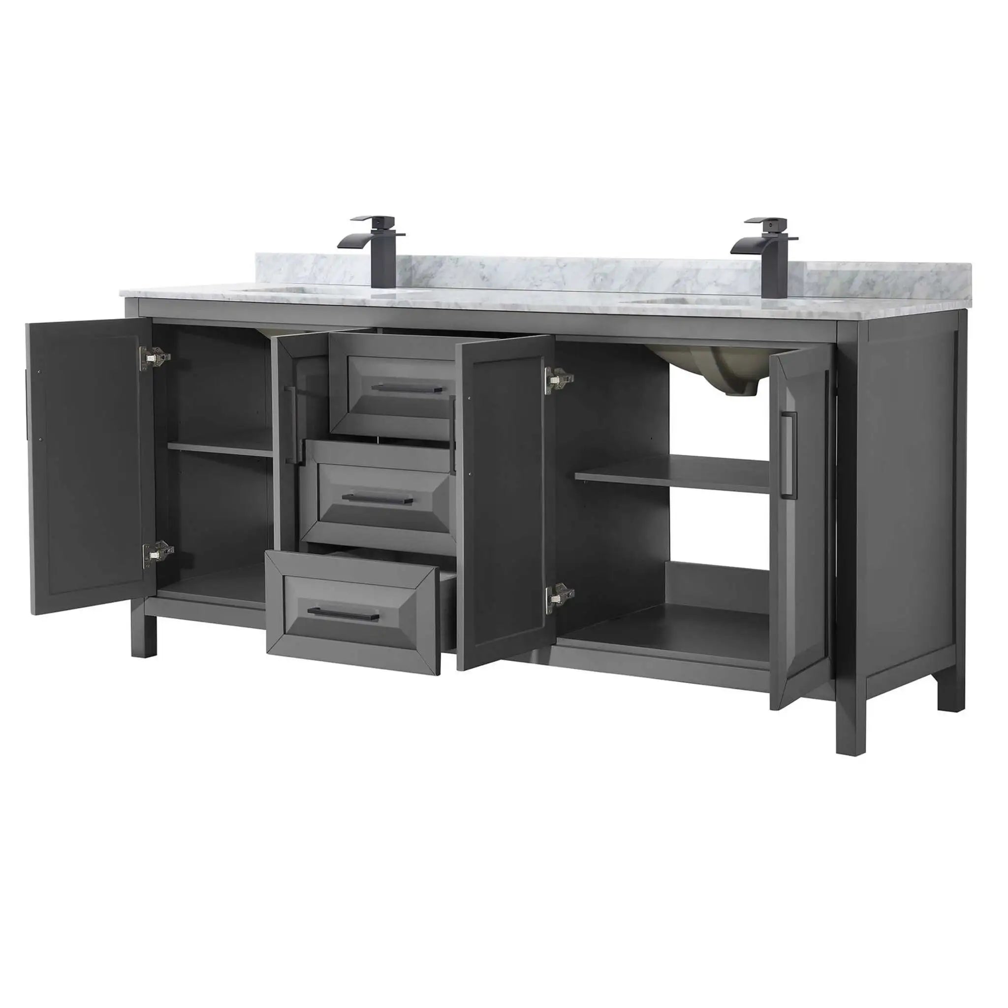 80" Daria Double Bathroom Vanity in Dark Gray with Matte Black Trim by Wyndham
