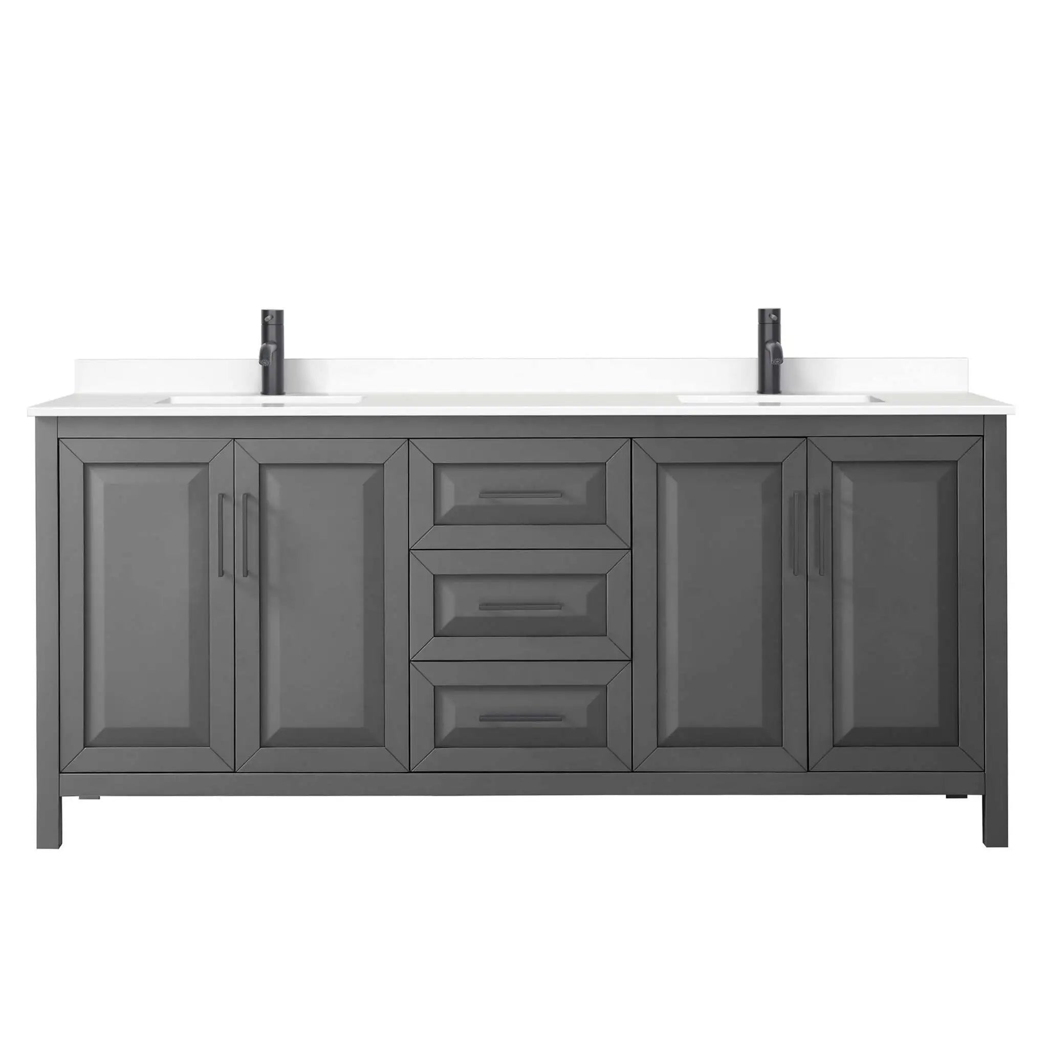80" Daria Double Bathroom Vanity in Dark Gray with Matte Black Trim by Wyndham