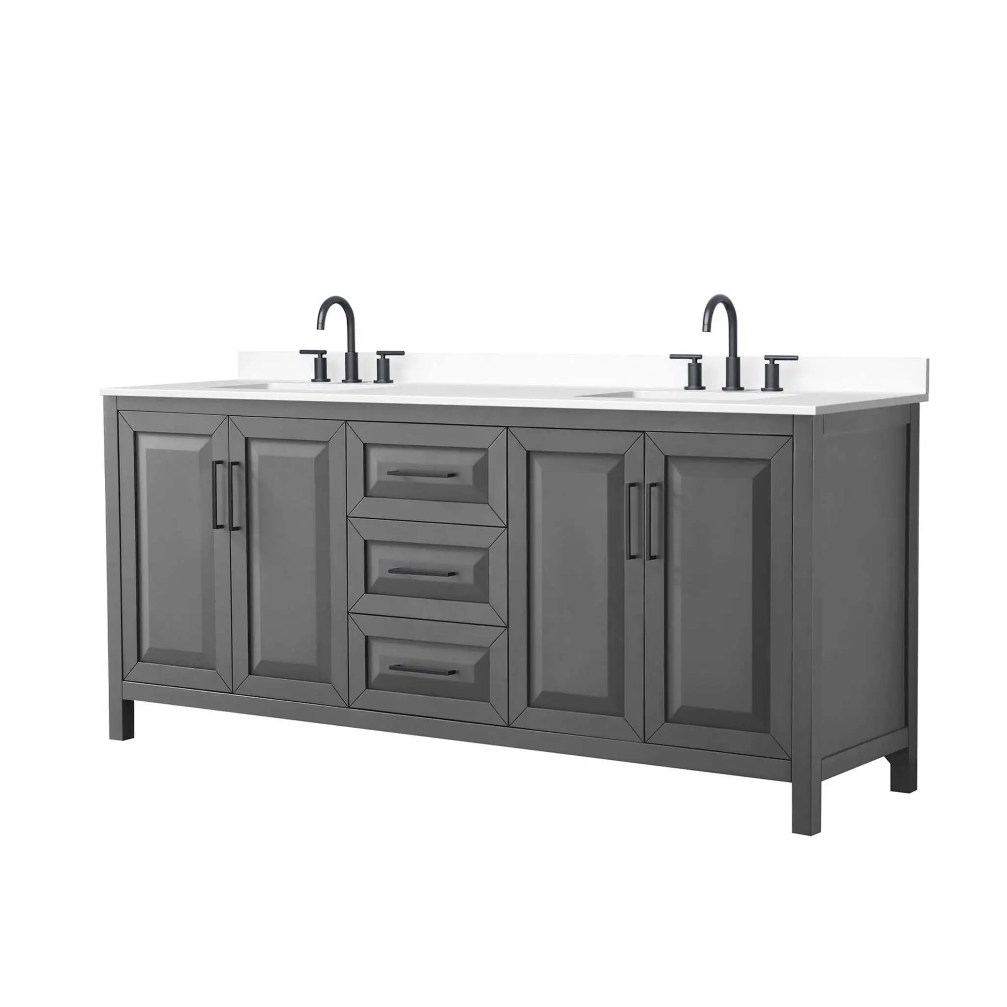 80" Daria Double Bathroom Vanity in Dark Gray with Matte Black Trim by Wyndham