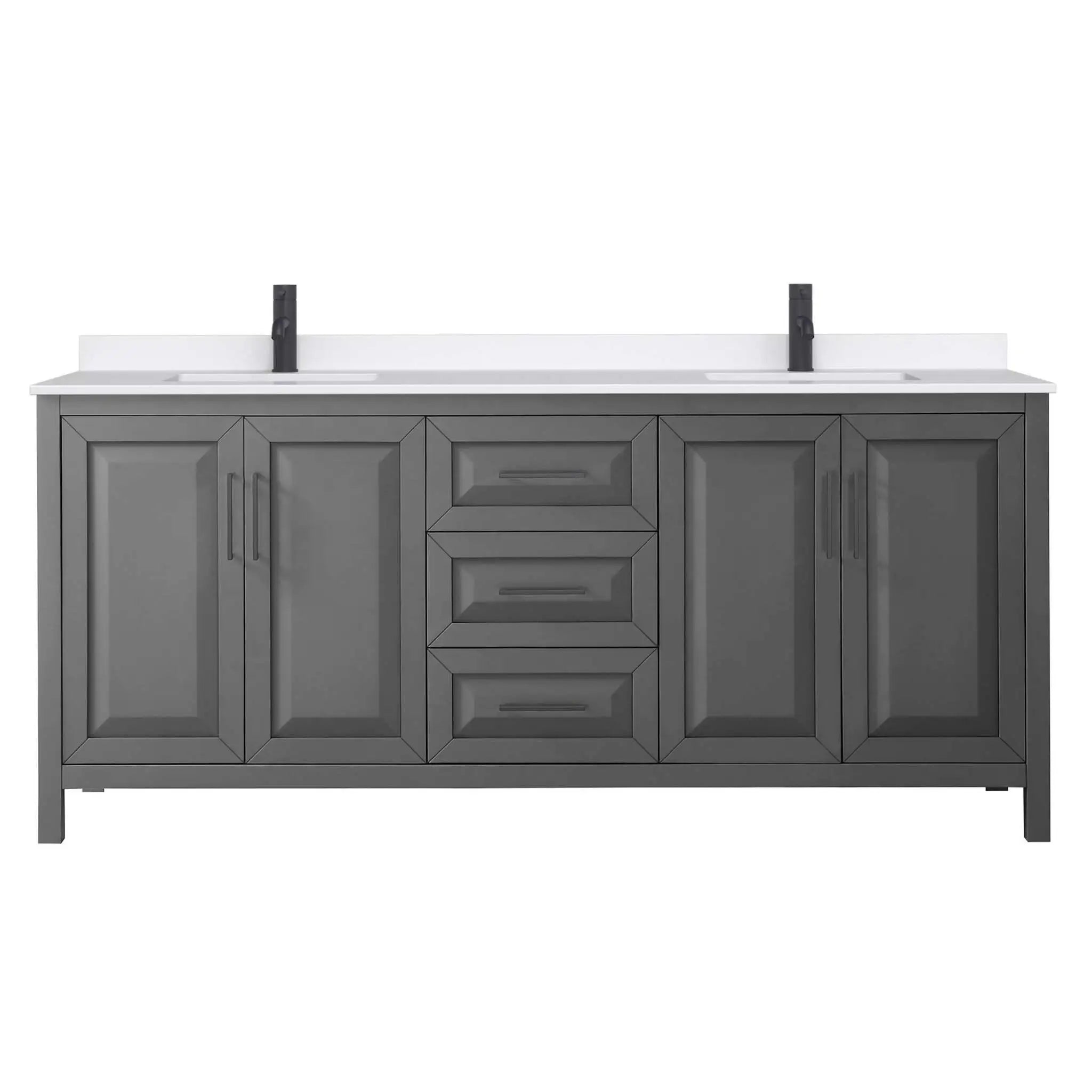 80" Daria Double Bathroom Vanity in Dark Gray with Matte Black Trim by Wyndham
