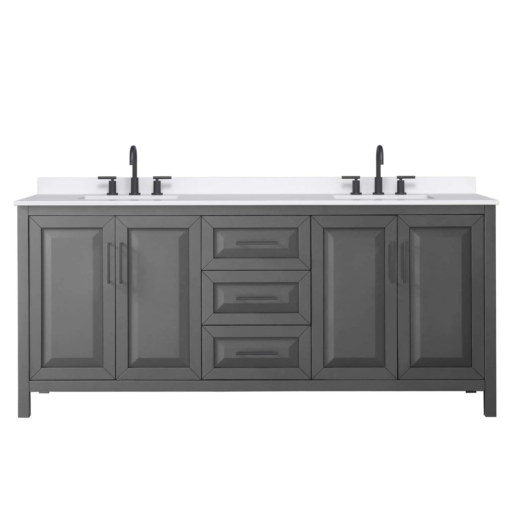 80" Daria Double Bathroom Vanity in Dark Gray with Matte Black Trim by Wyndham