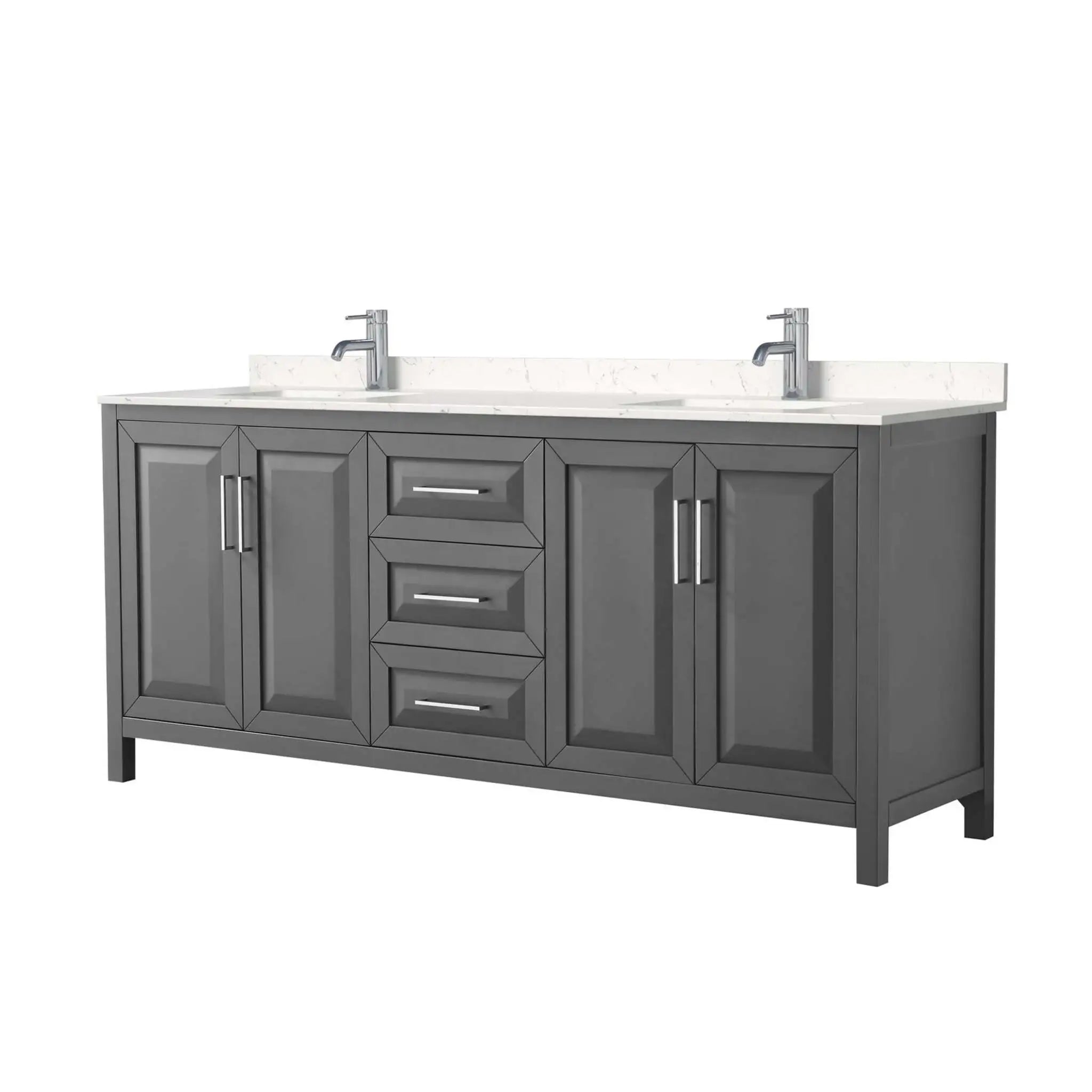 80" Daria Double Bathroom Vanity in Dark Gray with Polished Chrome Trim by Wyndham