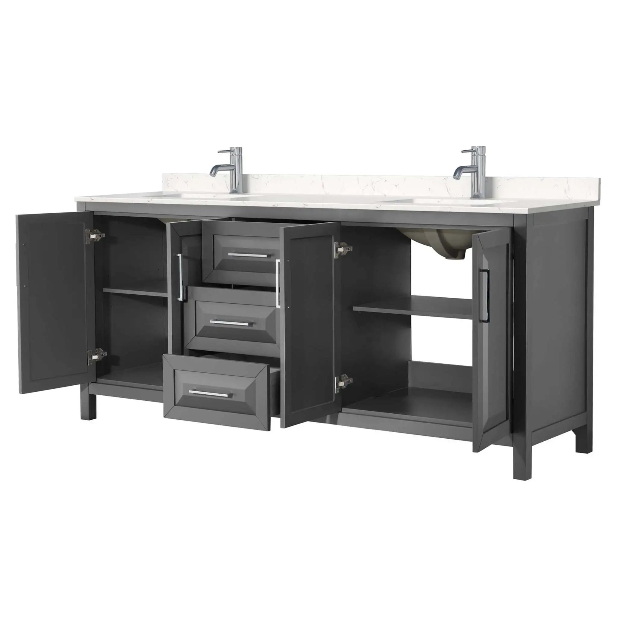 80" Daria Double Bathroom Vanity in Dark Gray with Polished Chrome Trim by Wyndham