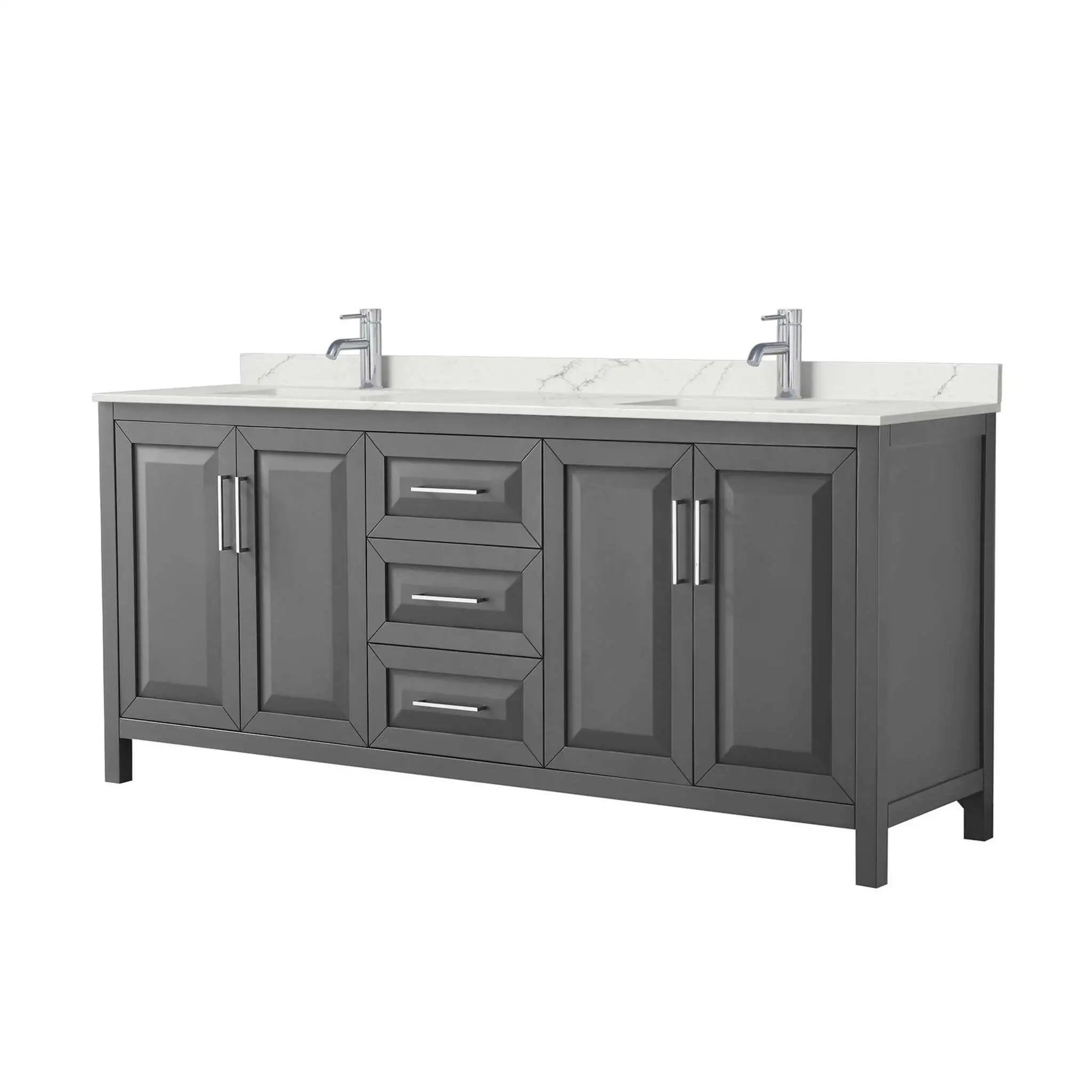 80" Daria Double Bathroom Vanity in Dark Gray with Polished Chrome Trim by Wyndham