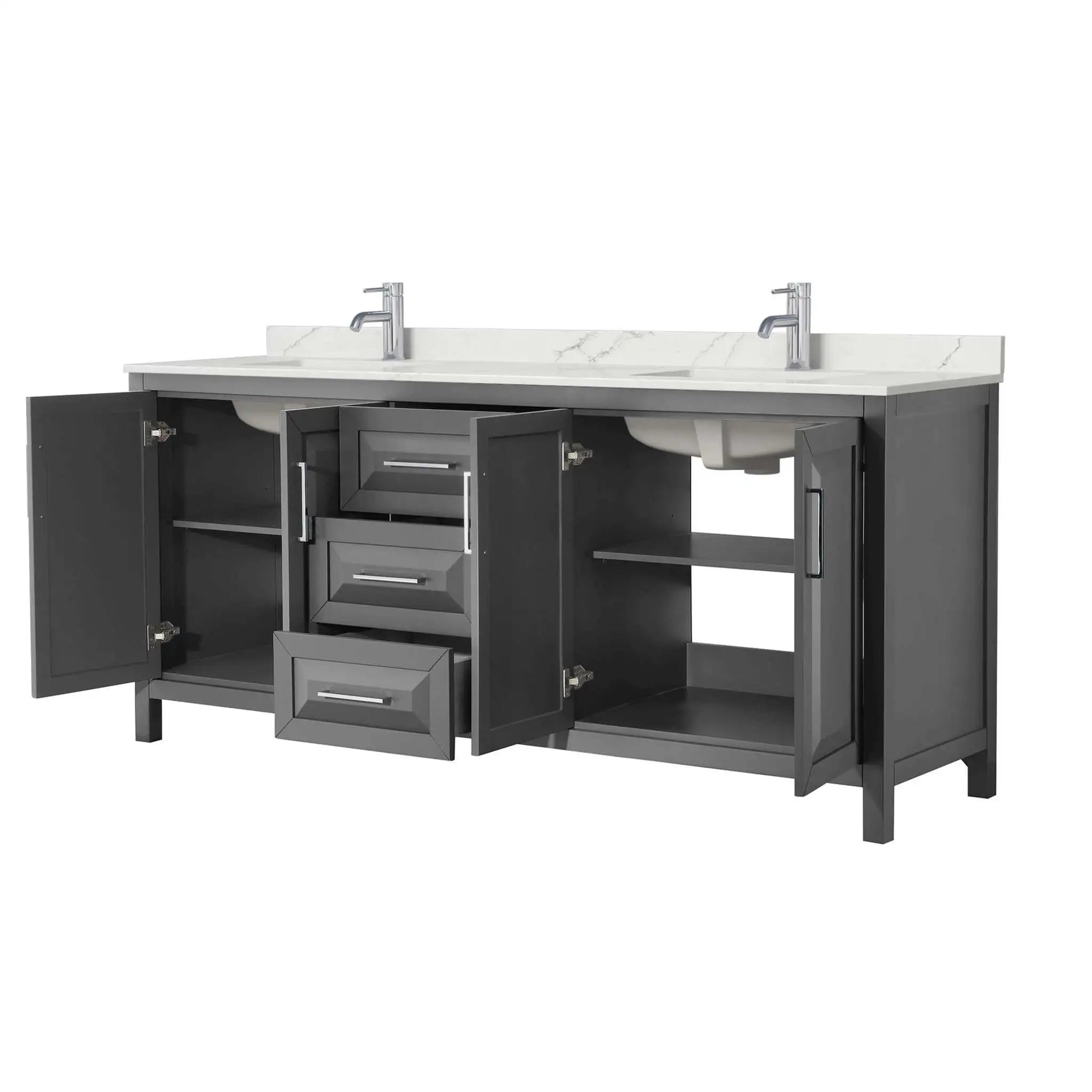 80" Daria Double Bathroom Vanity in Dark Gray with Polished Chrome Trim by Wyndham